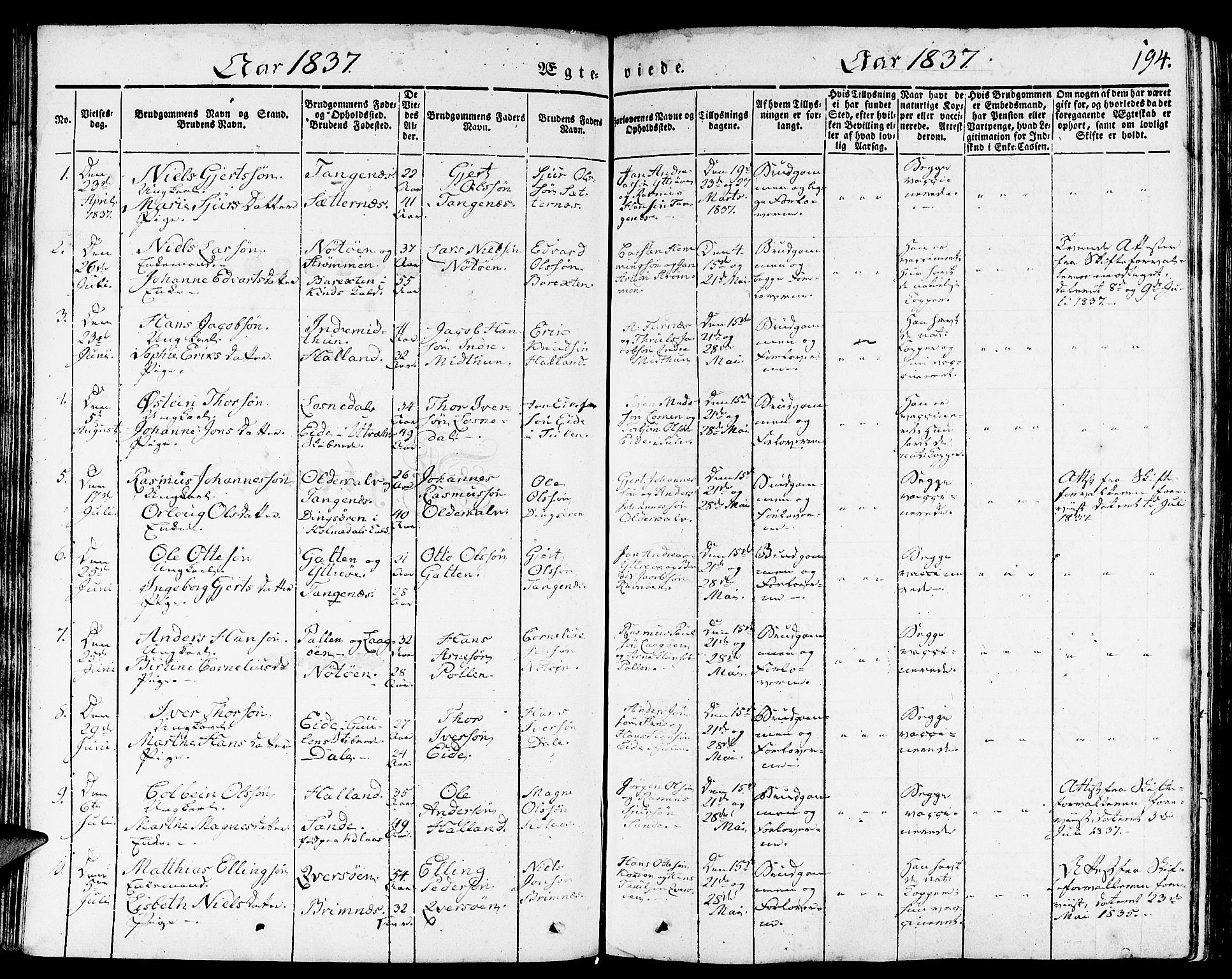 Gulen sokneprestembete, SAB/A-80201/H/Haa/Haaa/L0020: Parish register (official) no. A 20, 1837-1847, p. 194