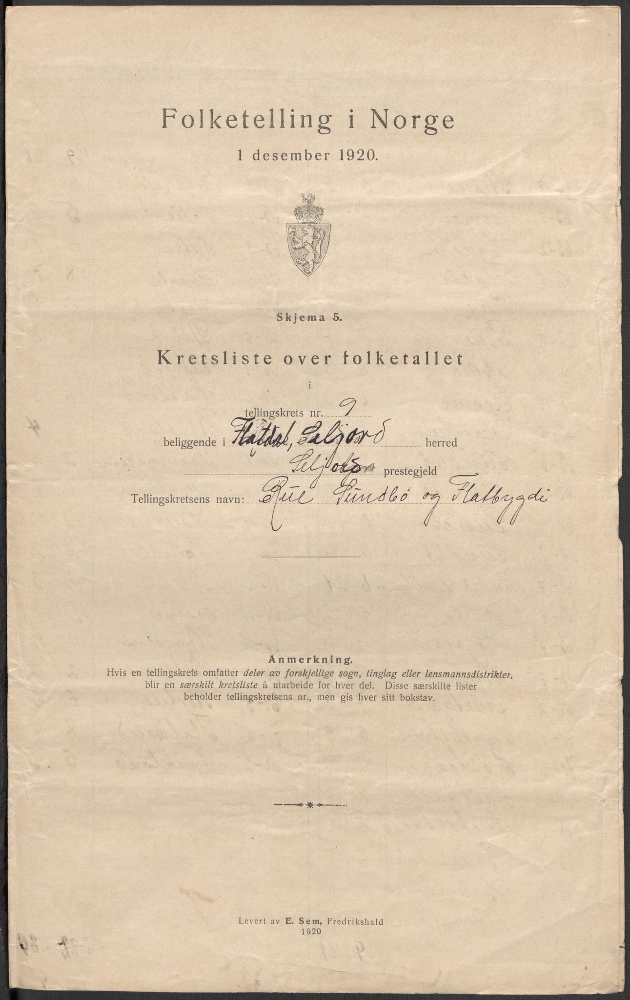 SAKO, 1920 census for Seljord, 1920, p. 30