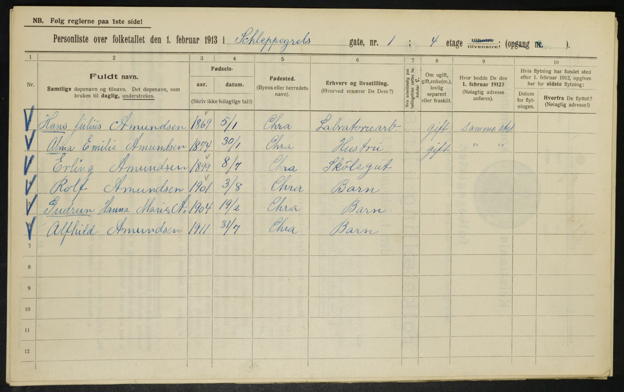 OBA, Municipal Census 1913 for Kristiania, 1913, p. 89579