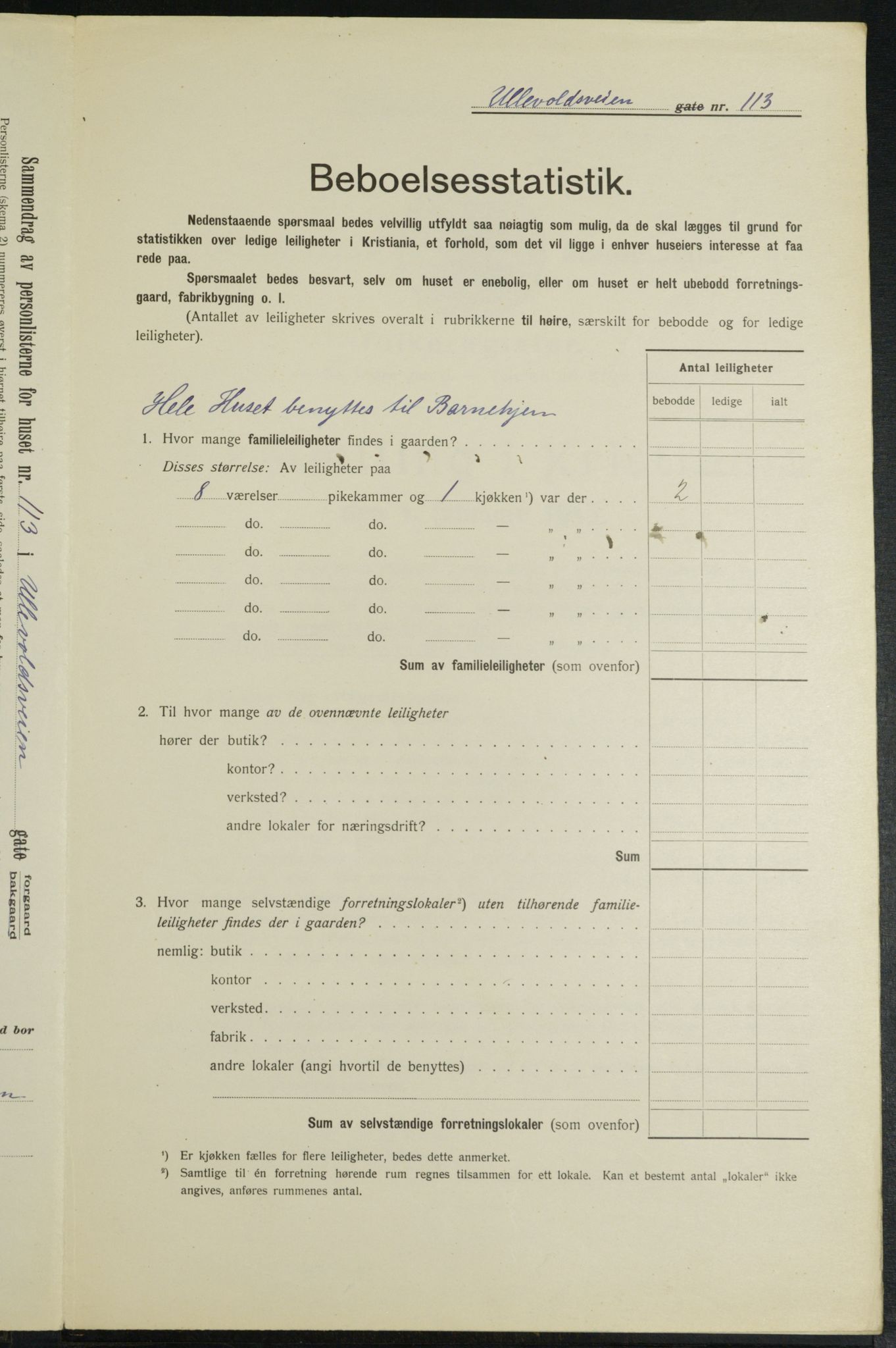 OBA, Municipal Census 1913 for Kristiania, 1913, p. 119662