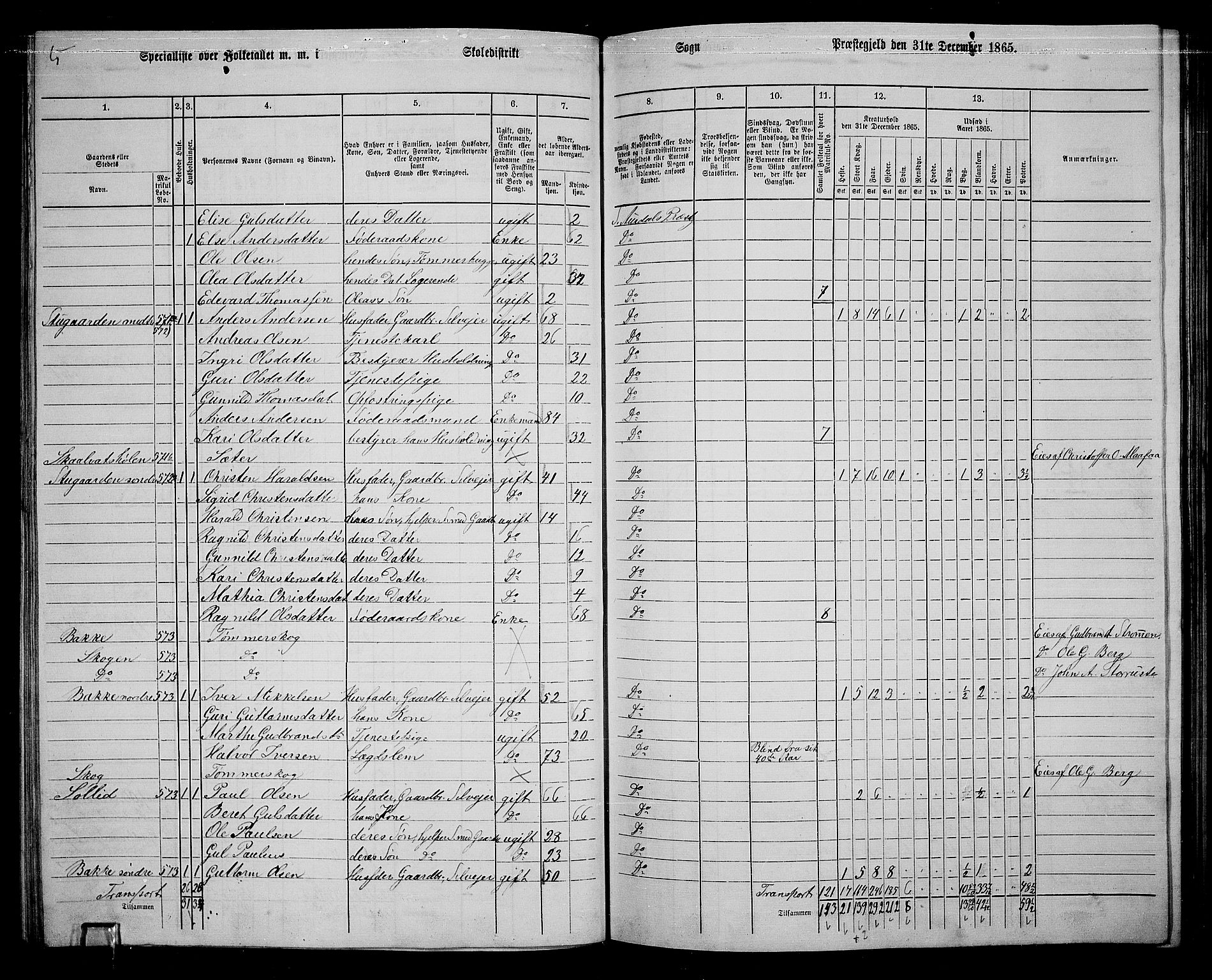 RA, 1865 census for Sør-Aurdal, 1865, p. 149