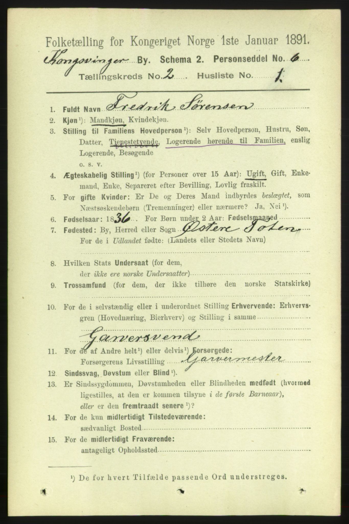 RA, 1891 census for 0402 Kongsvinger, 1891, p. 796