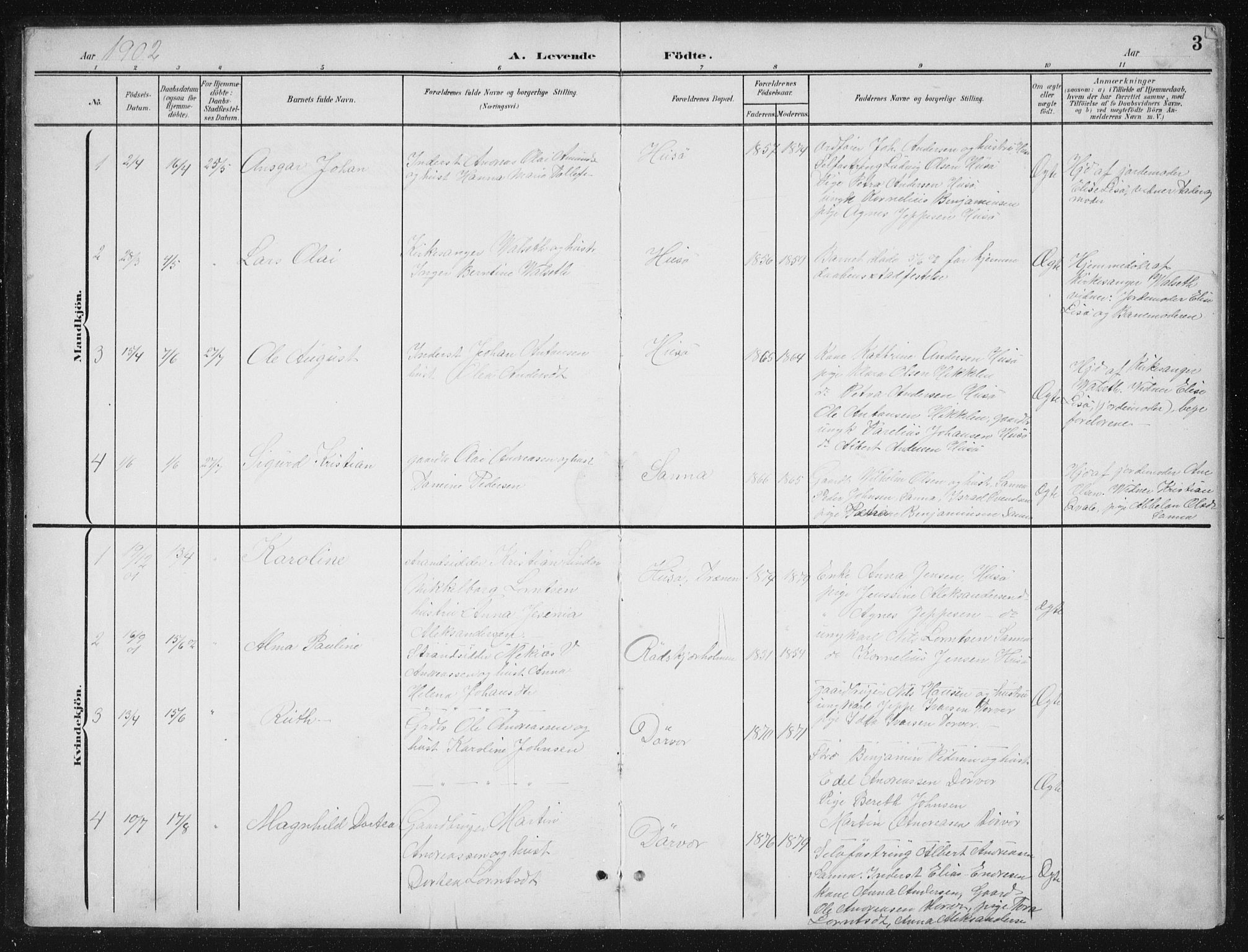 Ministerialprotokoller, klokkerbøker og fødselsregistre - Nordland, AV/SAT-A-1459/840/L0583: Parish register (copy) no. 840C03, 1901-1933, p. 3