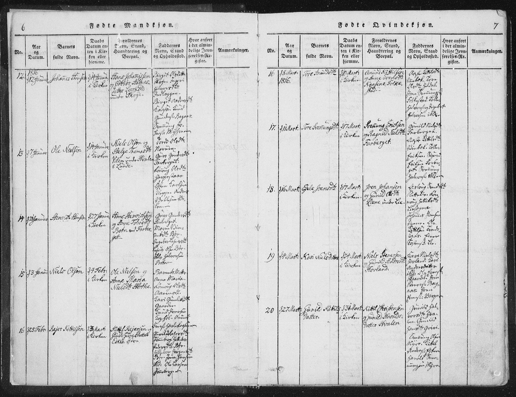 Bø kirkebøker, SAKO/A-257/F/Fa/L0006: Parish register (official) no. 6, 1815-1831, p. 6-7