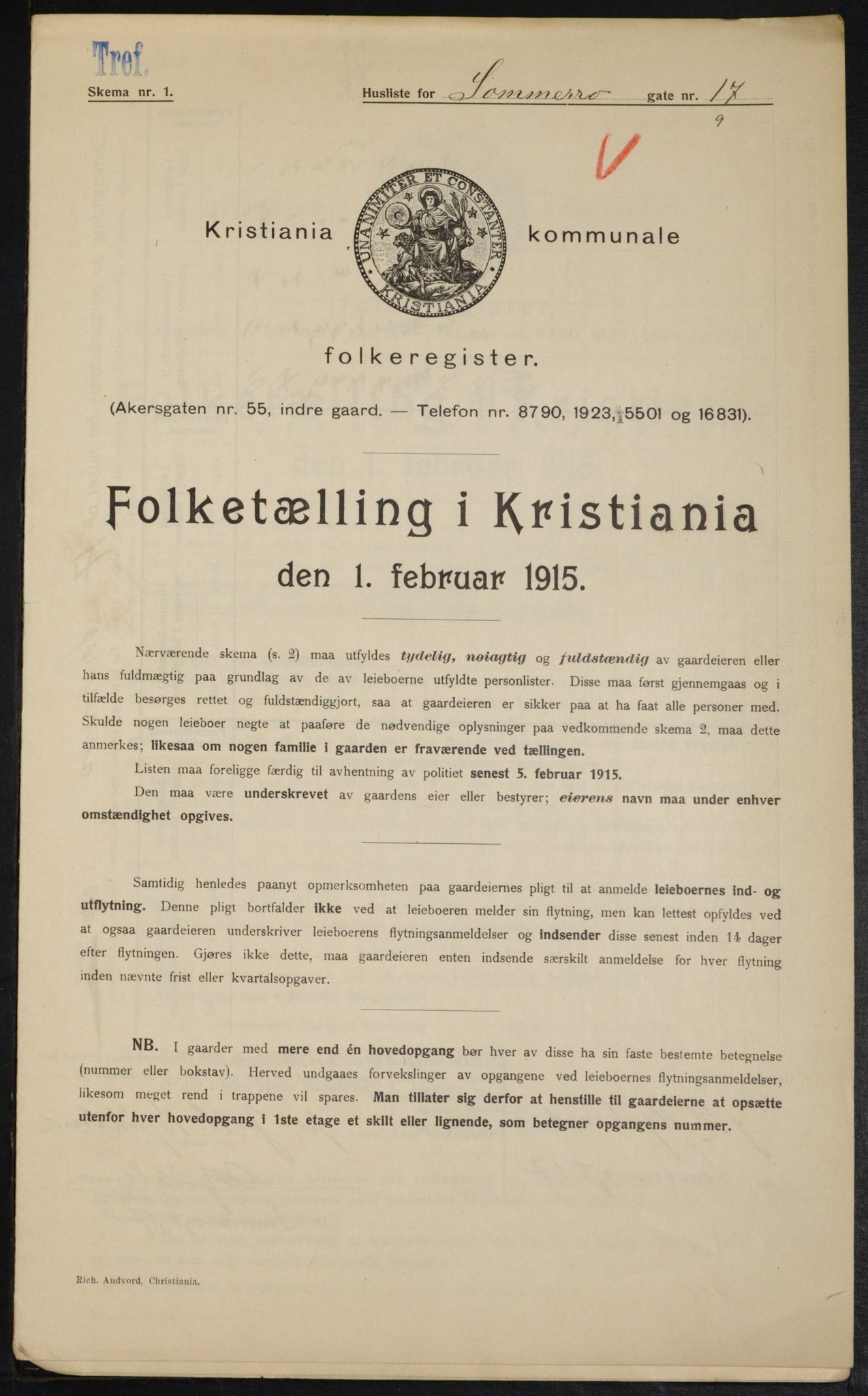 OBA, Municipal Census 1915 for Kristiania, 1915, p. 99588