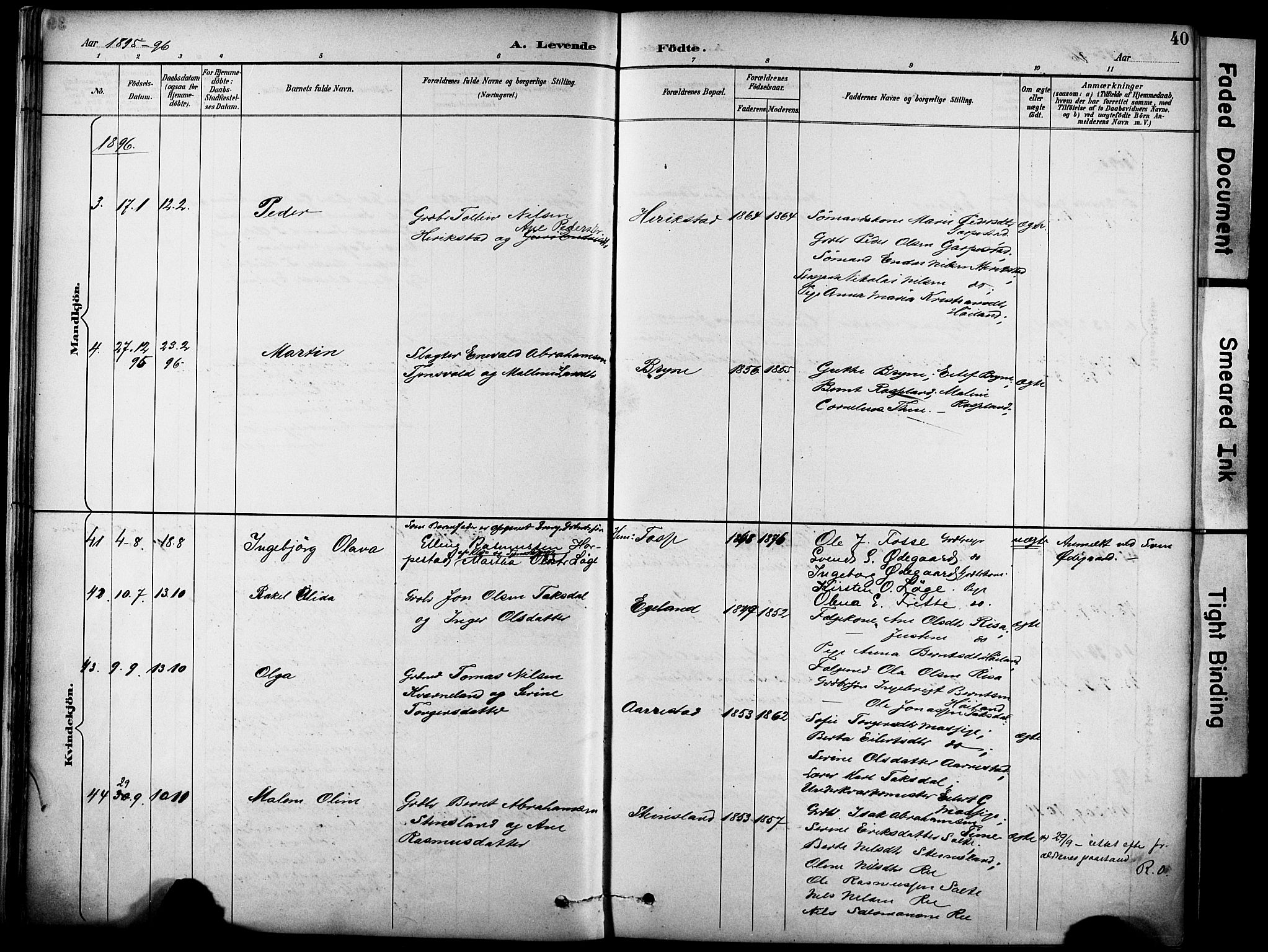 Lye sokneprestkontor, SAST/A-101794/001/30BA/L0011: Parish register (official) no. A 9, 1893-1903, p. 40