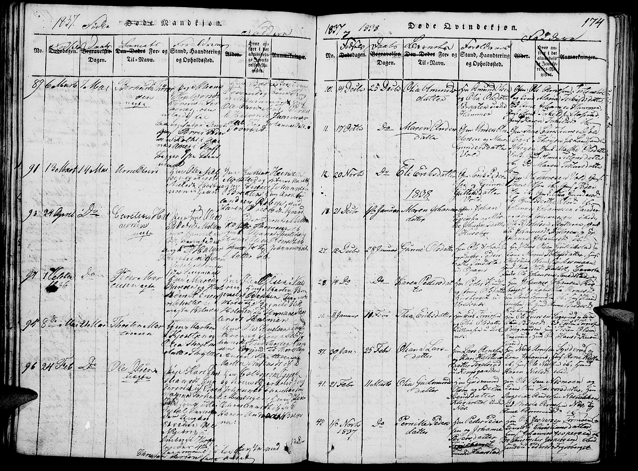 Grue prestekontor, SAH/PREST-036/H/Ha/Hab/L0002: Parish register (copy) no. 2, 1815-1841, p. 174