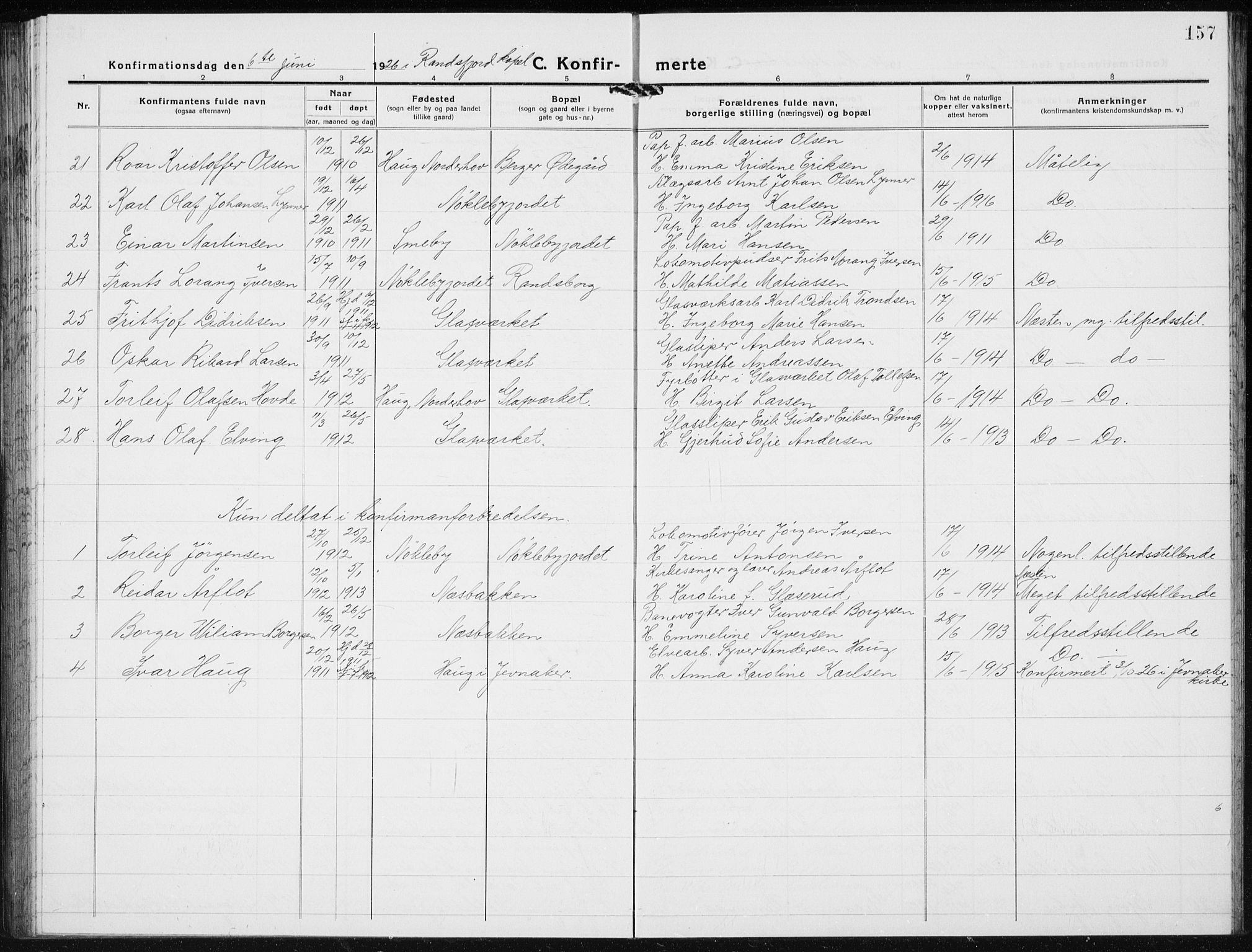 Jevnaker prestekontor, AV/SAH-PREST-116/H/Ha/Hab/L0005: Parish register (copy) no. 5, 1919-1934, p. 157