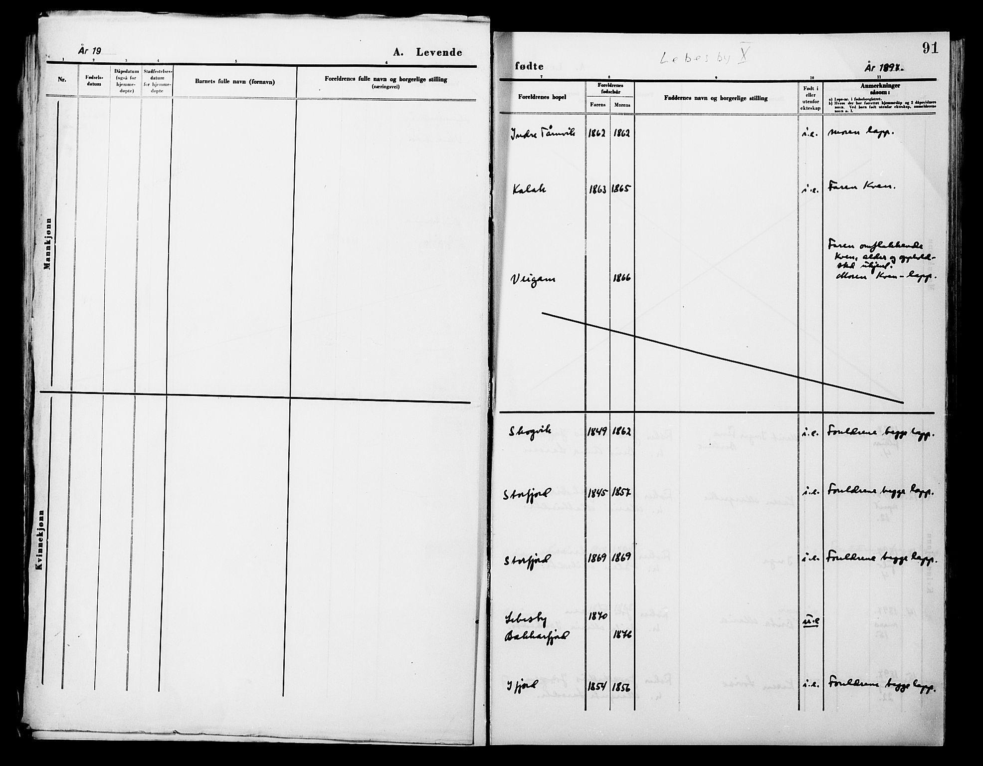 Lebesby sokneprestkontor, AV/SATØ-S-1353/H/Ha/L0004kirke: Parish register (official) no. 4, 1870-1902, p. 91