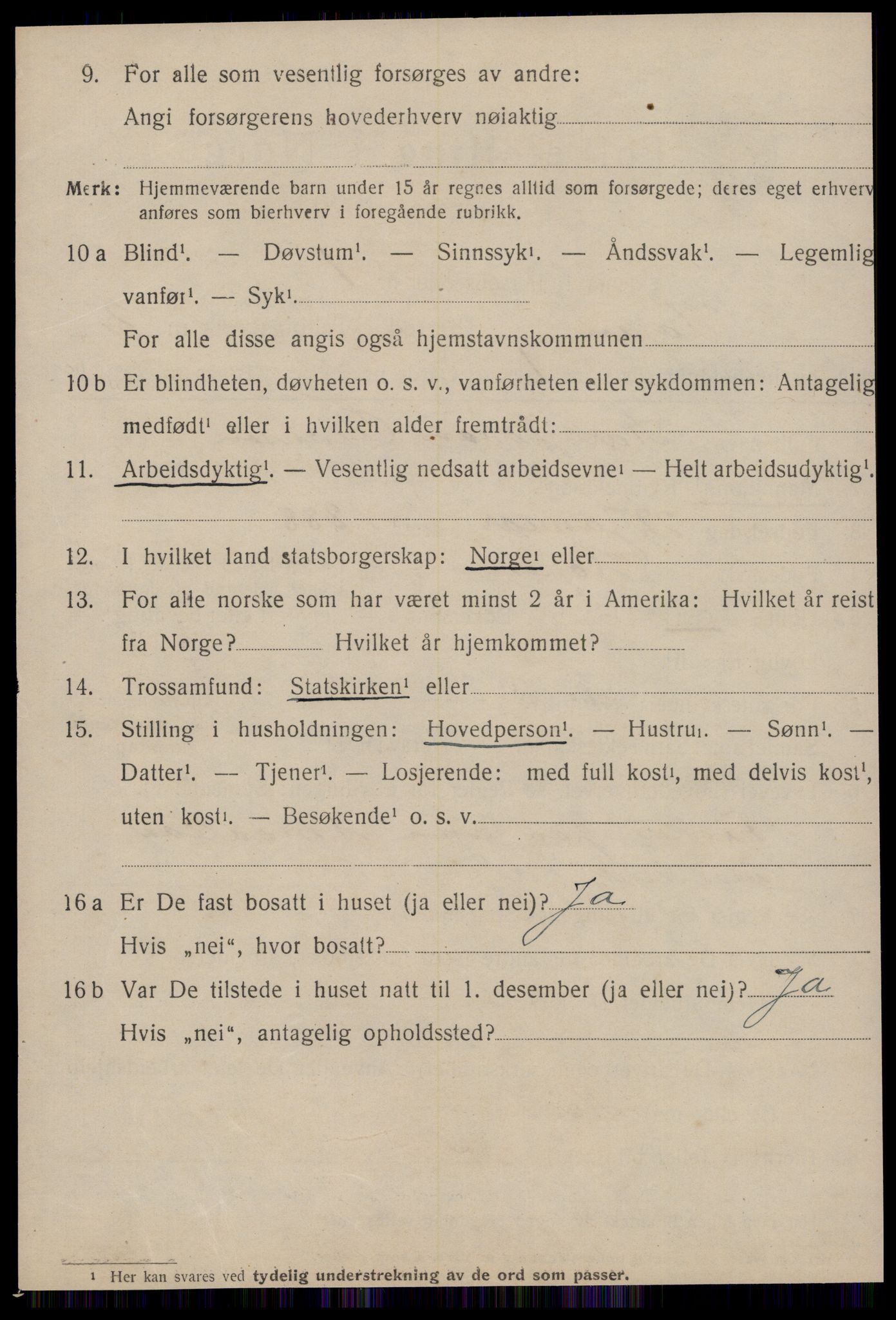 SAT, 1920 census for Hopen, 1920, p. 1271