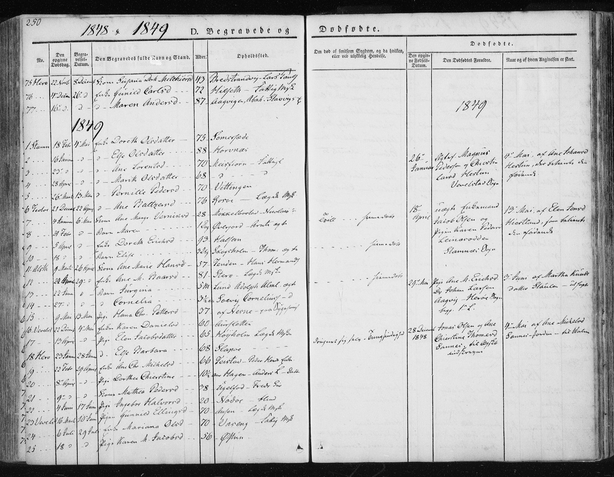 Ministerialprotokoller, klokkerbøker og fødselsregistre - Nordland, AV/SAT-A-1459/830/L0447: Parish register (official) no. 830A11, 1831-1854, p. 250