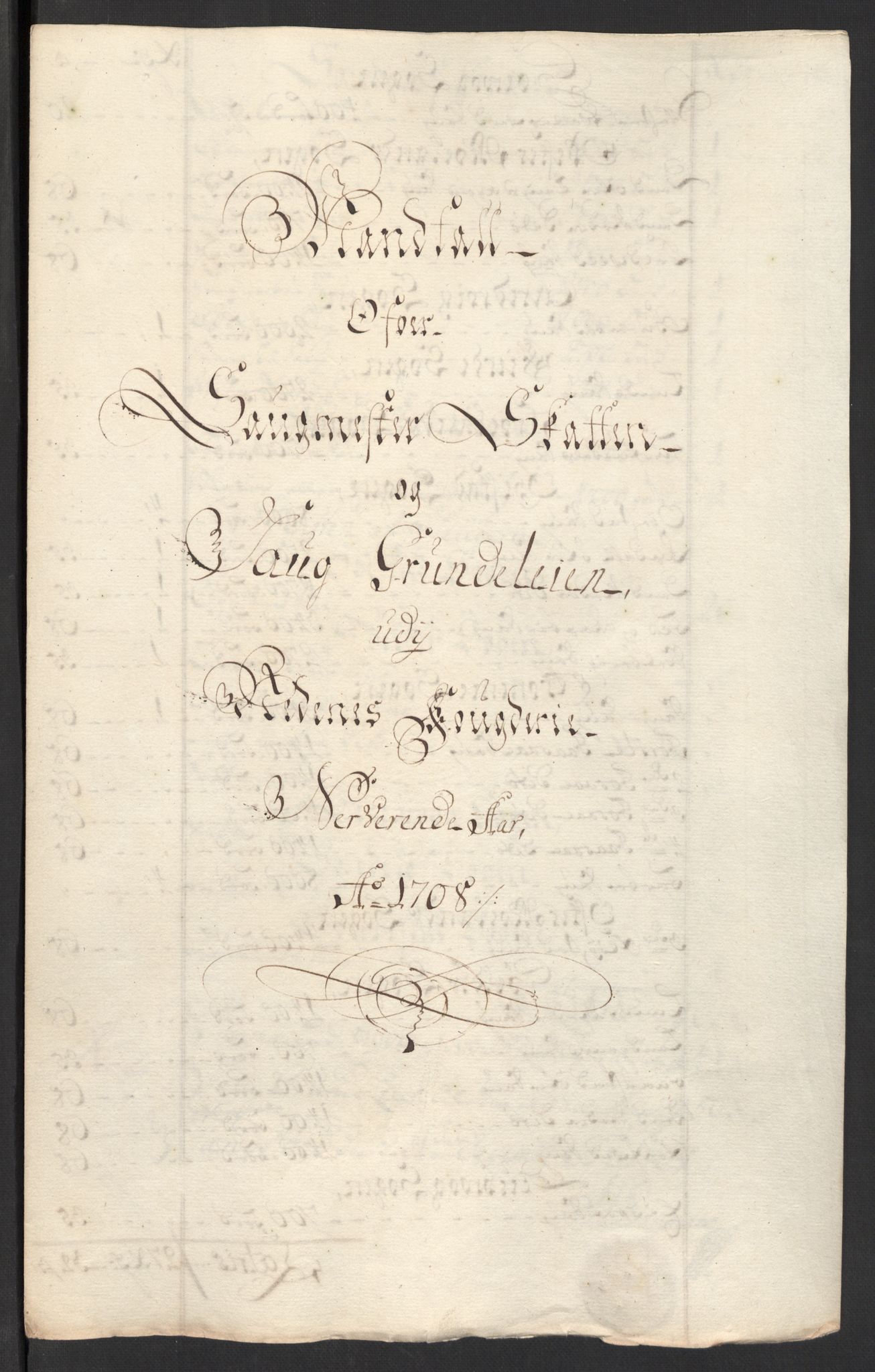 Rentekammeret inntil 1814, Reviderte regnskaper, Fogderegnskap, AV/RA-EA-4092/R39/L2318: Fogderegnskap Nedenes, 1706-1709, p. 275