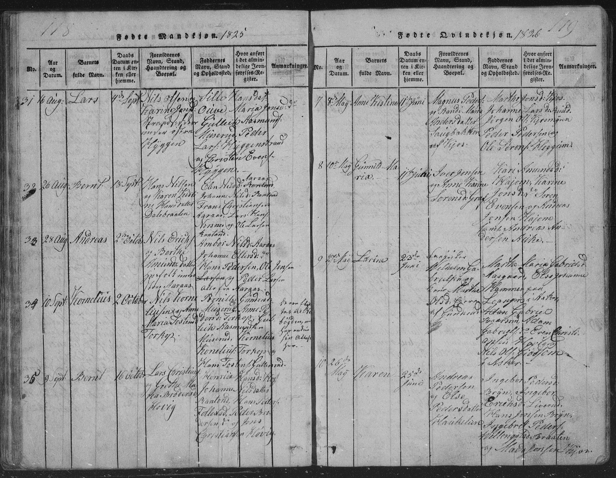 Røyken kirkebøker, SAKO/A-241/G/Ga/L0003: Parish register (copy) no. 3, 1814-1856, p. 118-119