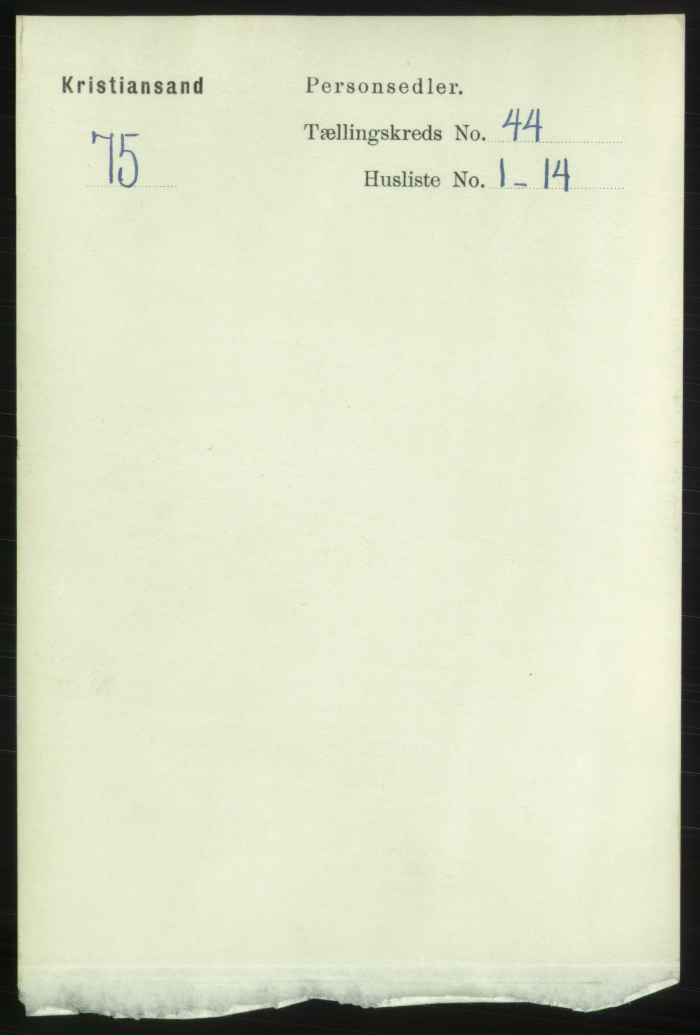 RA, 1891 census for 1001 Kristiansand, 1891, p. 13312