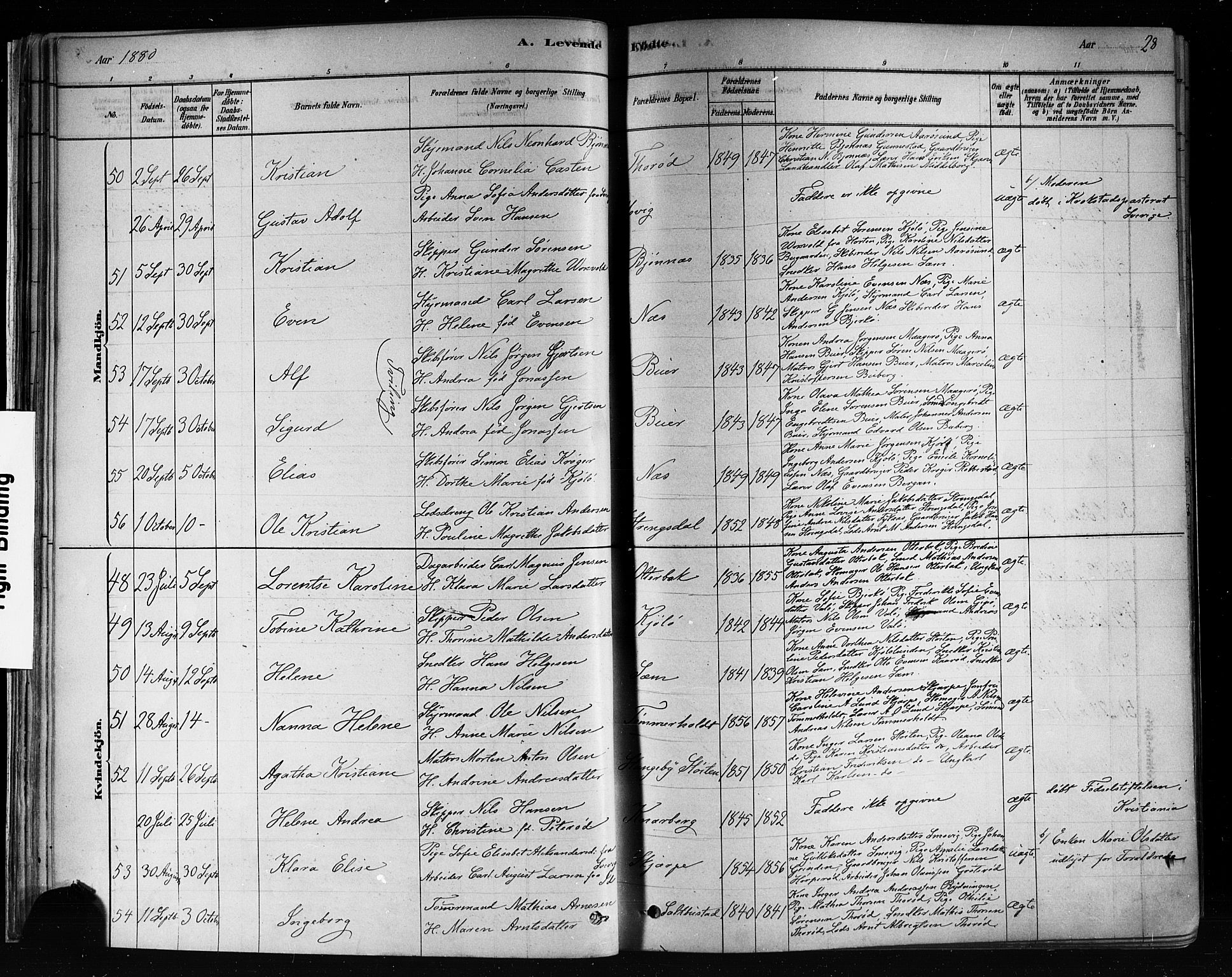 Nøtterøy kirkebøker, AV/SAKO-A-354/F/Fa/L0008: Parish register (official) no. I 8, 1878-1893, p. 28