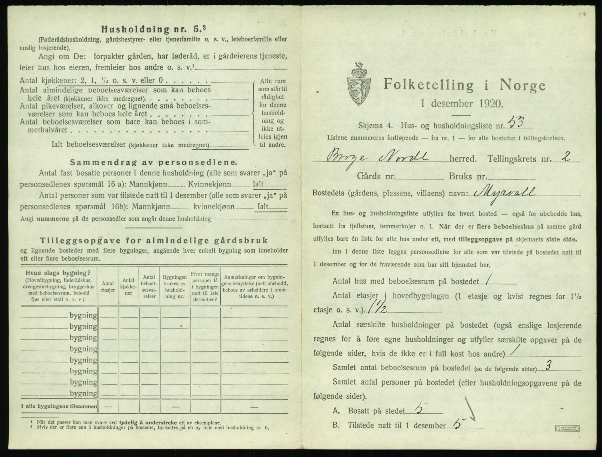 SAT, 1920 census for Borge, 1920, p. 261