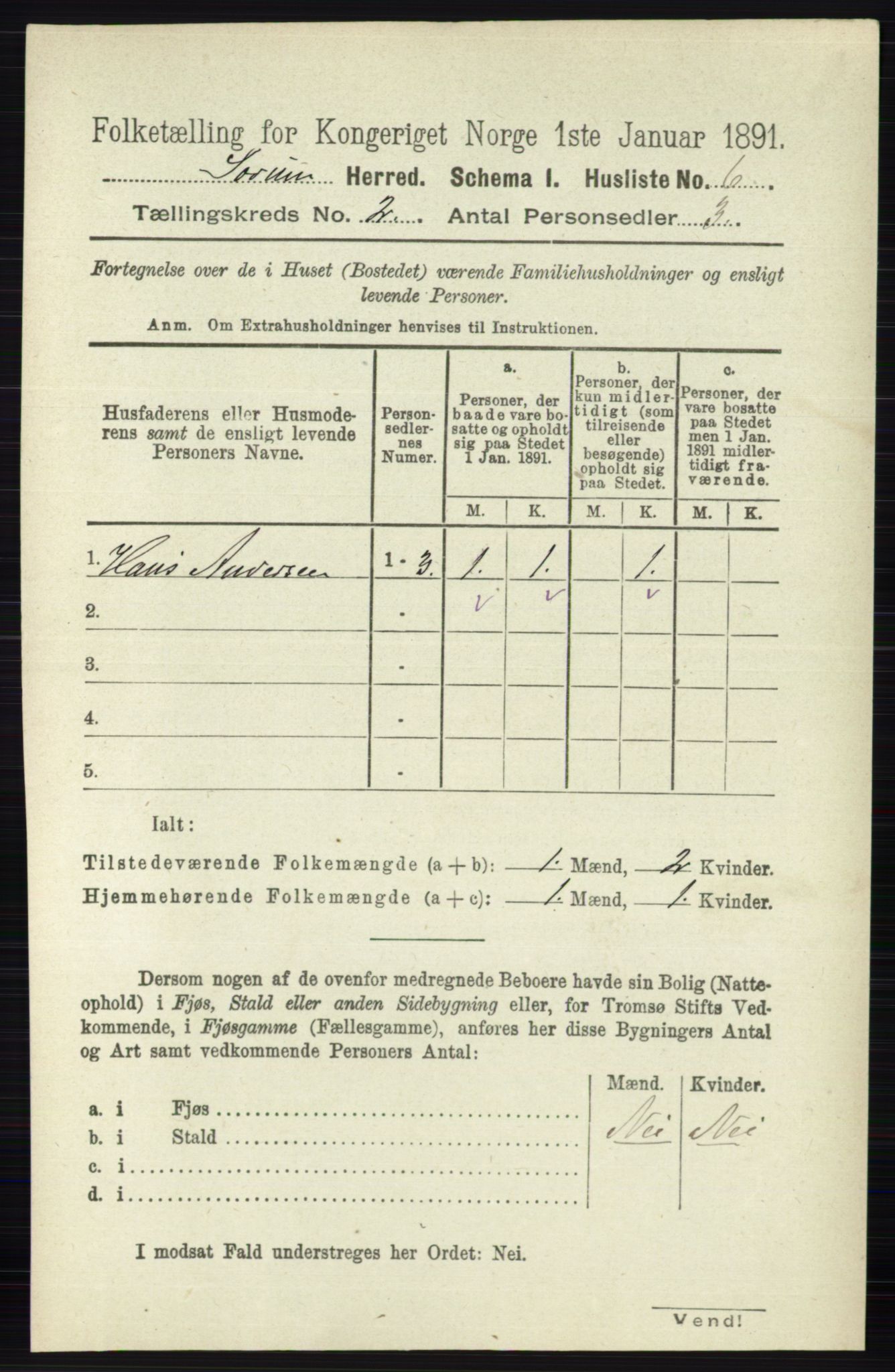 RA, 1891 census for 0226 Sørum, 1891, p. 581
