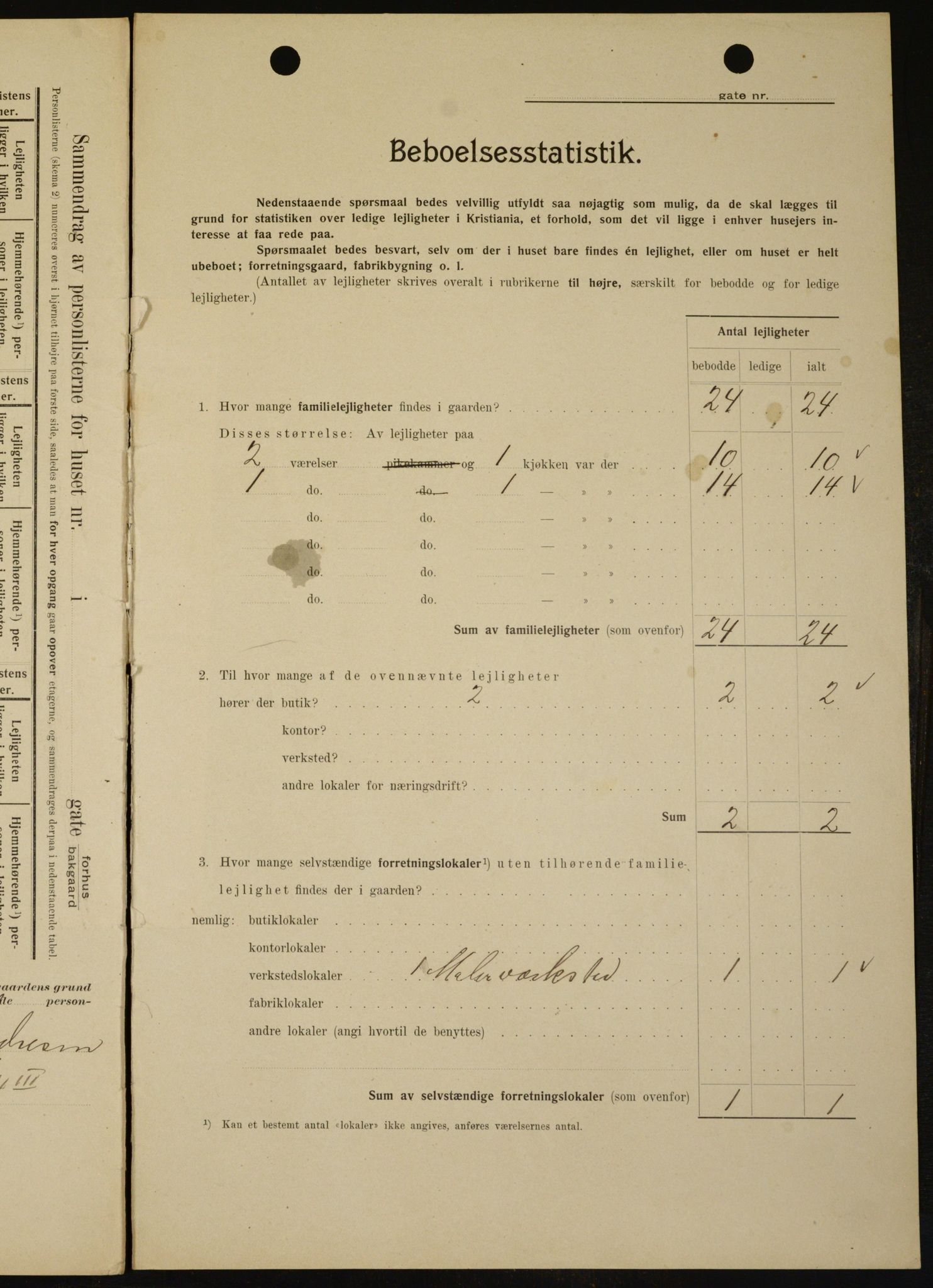 OBA, Municipal Census 1909 for Kristiania, 1909, p. 84395