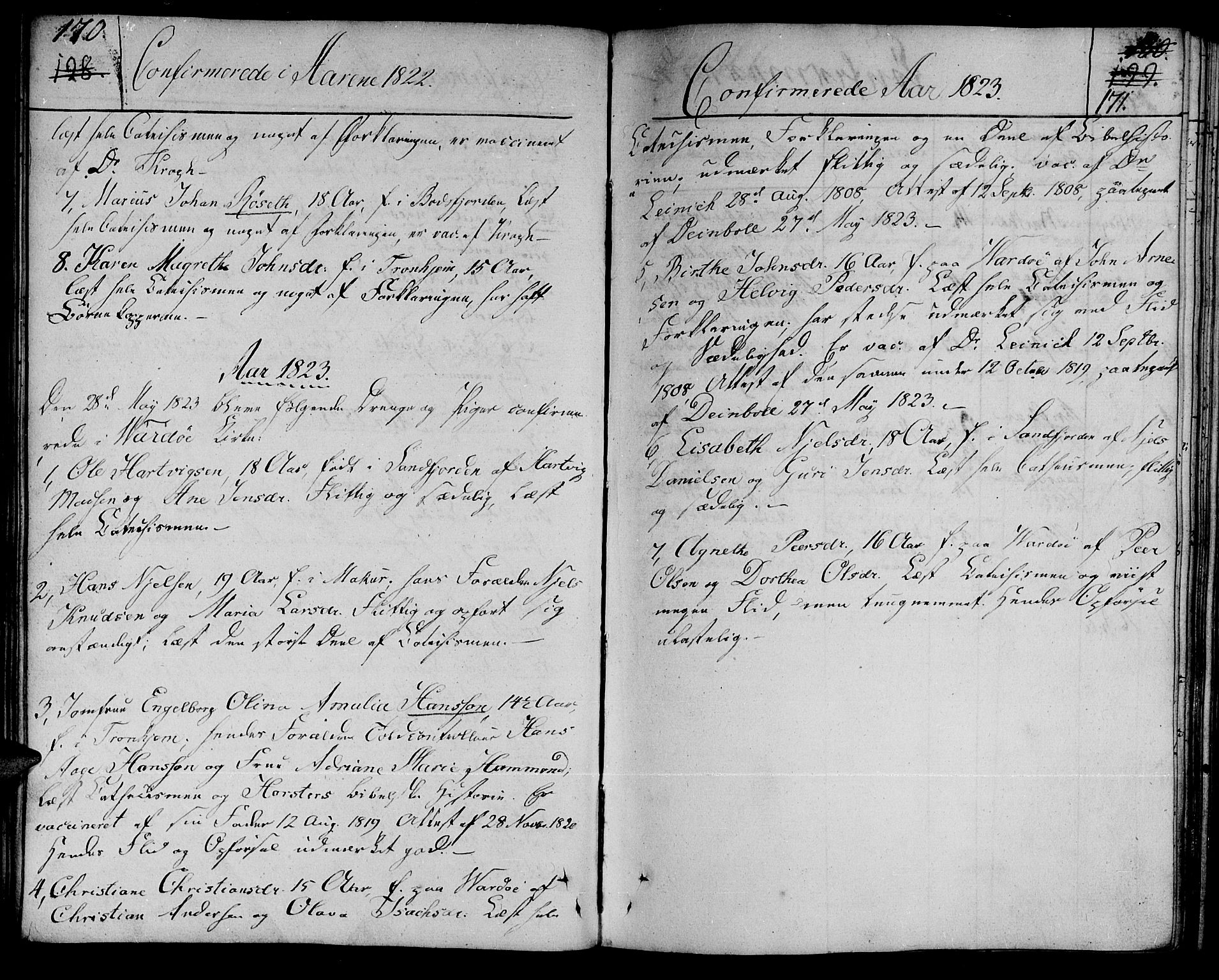 Vardø sokneprestkontor, SATØ/S-1332/H/Ha/L0002kirke: Parish register (official) no. 2, 1805-1842, p. 170-171