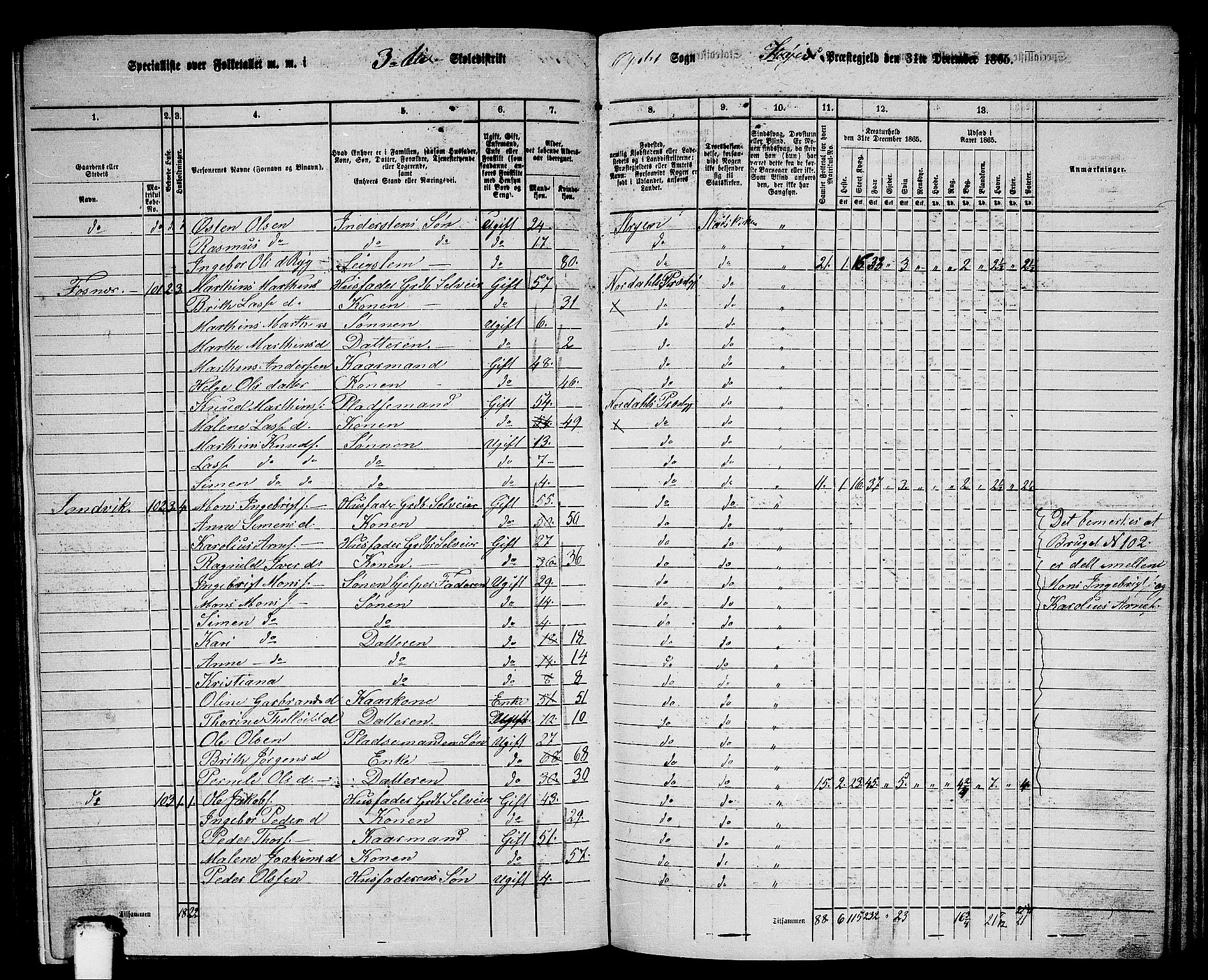 RA, 1865 census for Stryn, 1865, p. 9