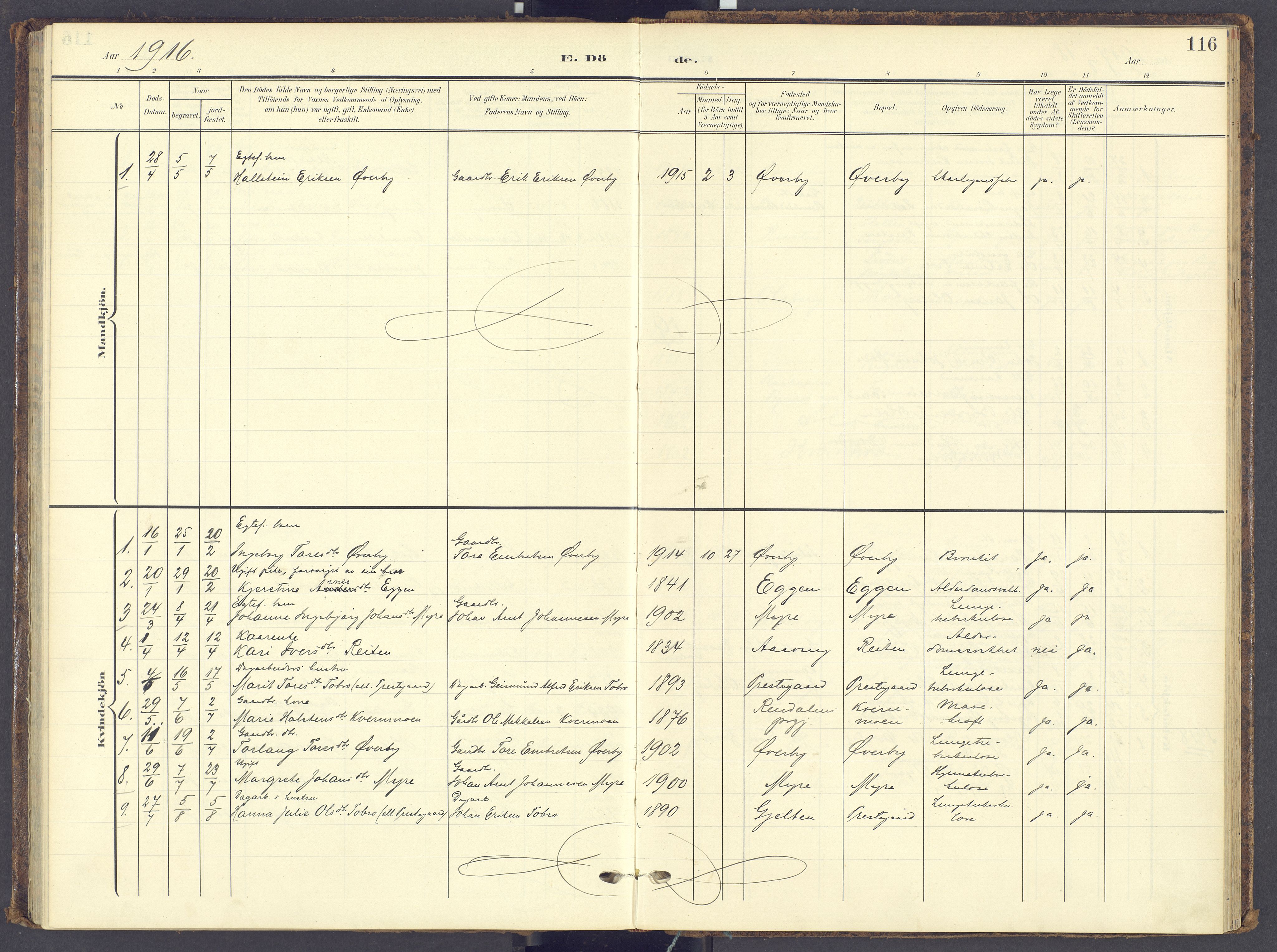 Tynset prestekontor, SAH/PREST-058/H/Ha/Haa/L0028: Parish register (official) no. 28, 1902-1929, p. 116