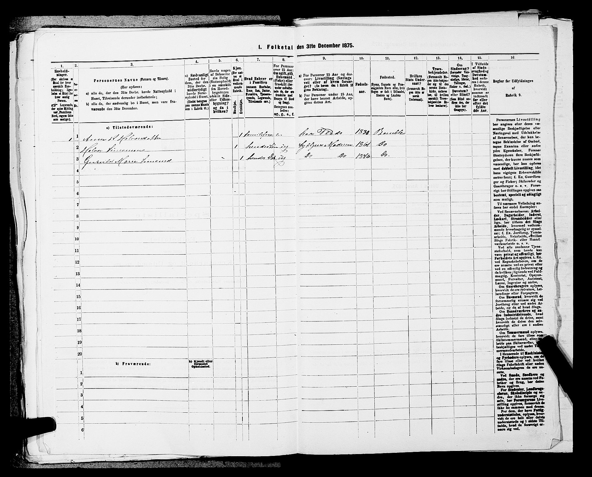 SAKO, 1875 census for 0814L Bamble/Bamble, 1875, p. 525