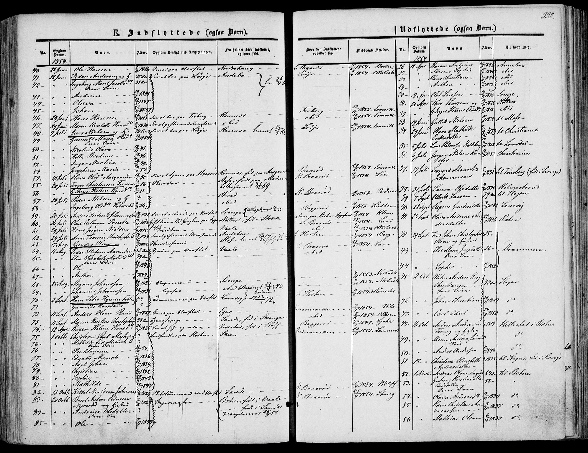 Borre kirkebøker, SAKO/A-338/F/Fa/L0006: Parish register (official) no. I 6, 1852-1862, p. 332