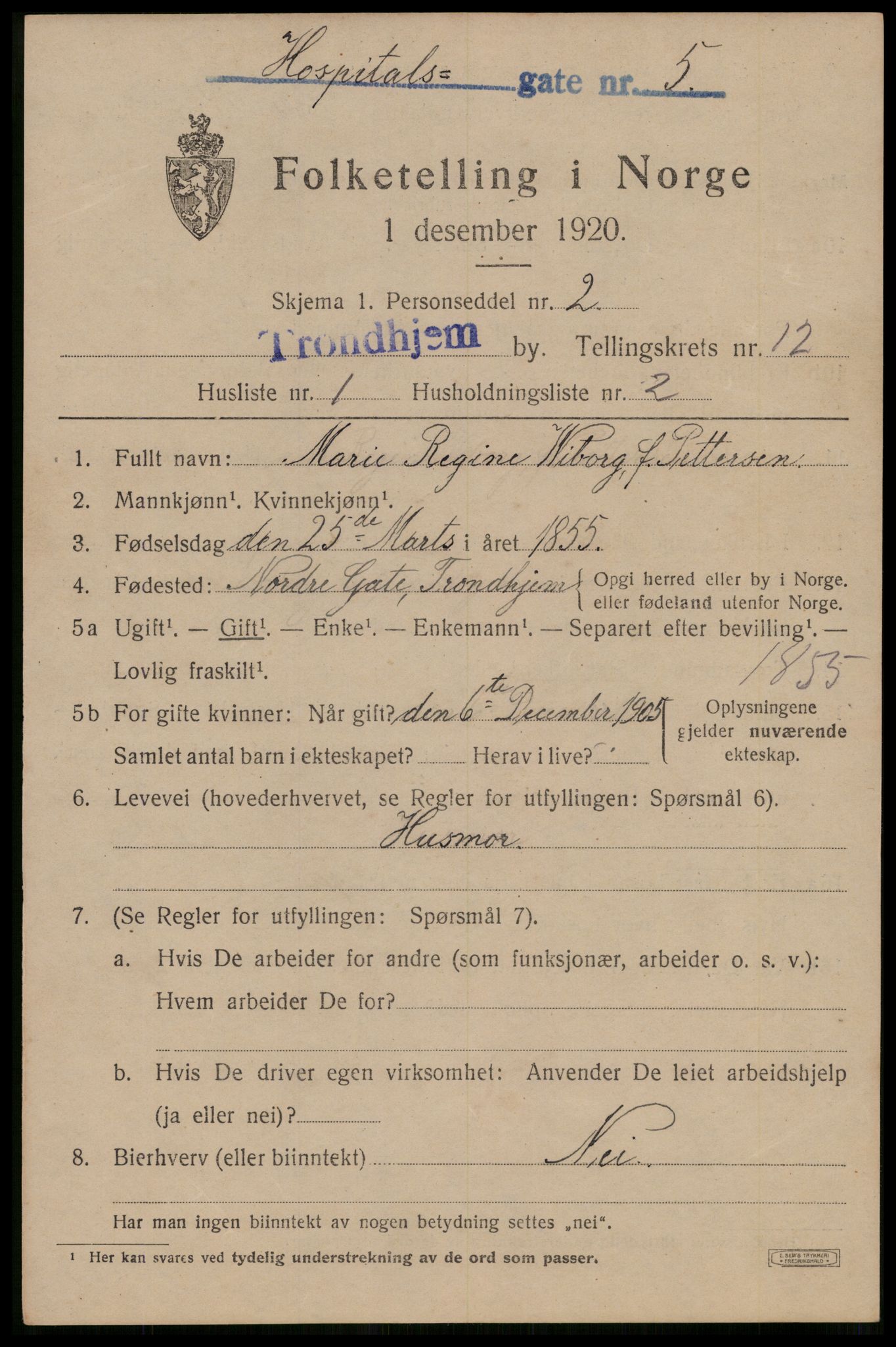 SAT, 1920 census for Trondheim, 1920, p. 47766