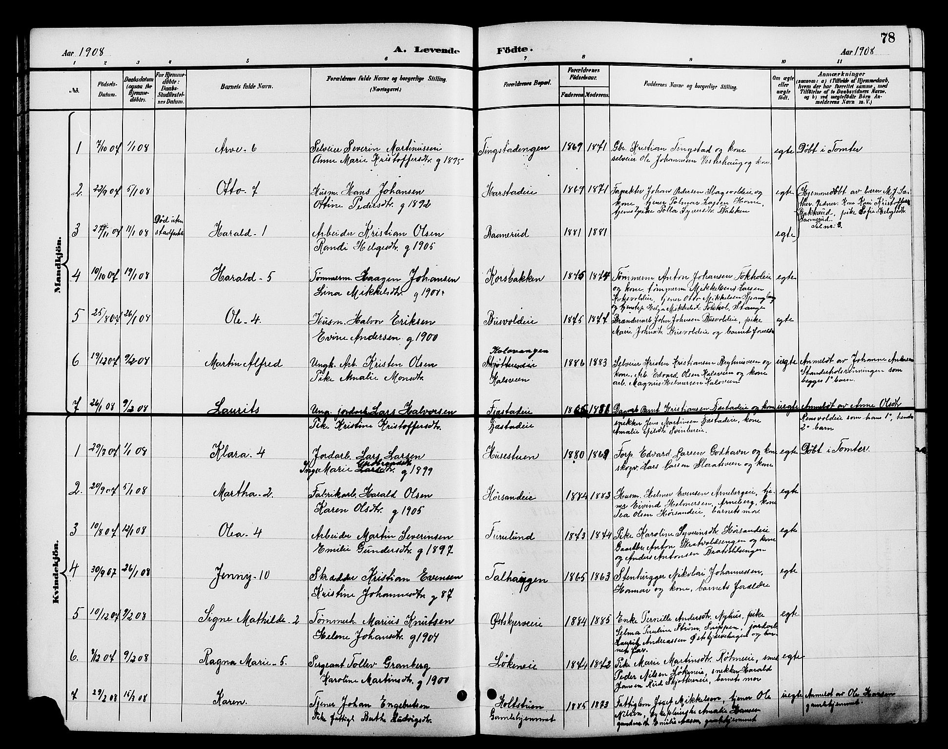 Romedal prestekontor, AV/SAH-PREST-004/L/L0012: Parish register (copy) no. 12, 1896-1914, p. 78