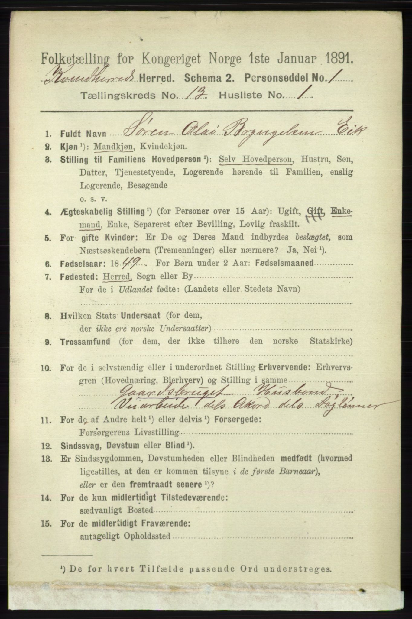 RA, 1891 census for 1224 Kvinnherad, 1891, p. 4268