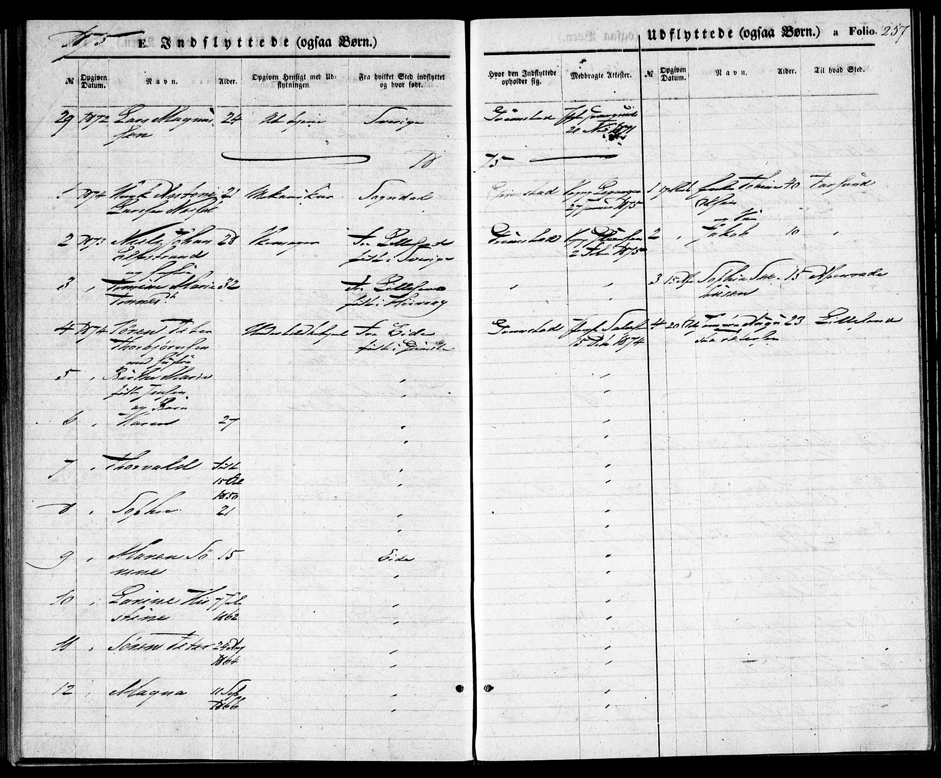 Grimstad sokneprestkontor, AV/SAK-1111-0017/F/Fa/L0002: Parish register (official) no. A 1, 1869-1881, p. 257