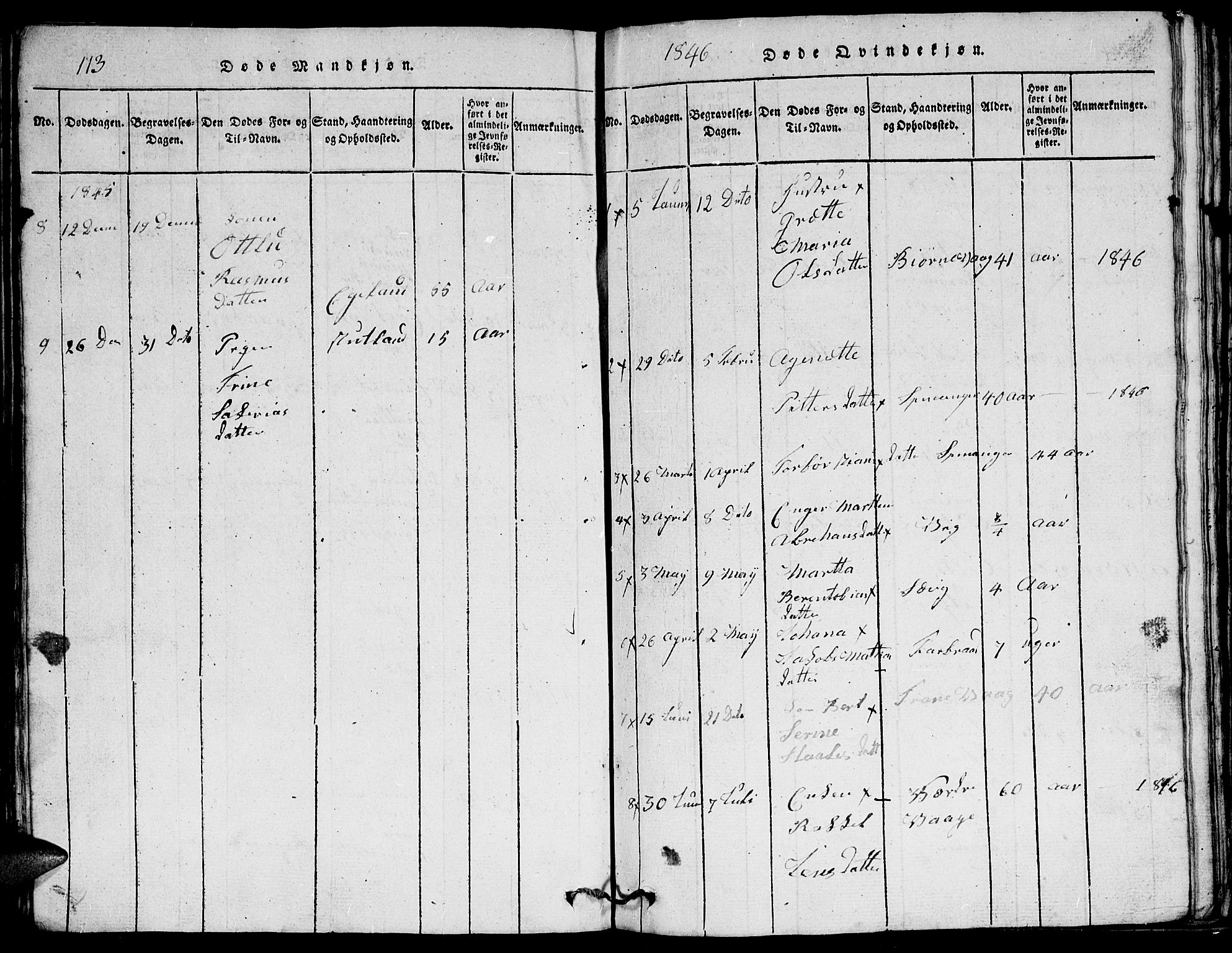 Herad sokneprestkontor, SAK/1111-0018/F/Fb/Fbb/L0001: Parish register (copy) no. B 1, 1815-1852, p. 113