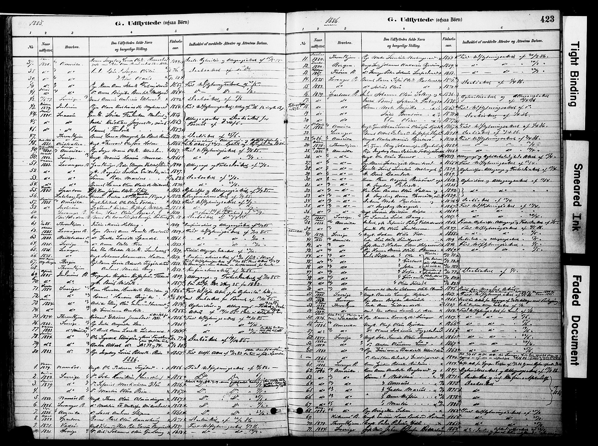 Ministerialprotokoller, klokkerbøker og fødselsregistre - Nord-Trøndelag, SAT/A-1458/723/L0244: Parish register (official) no. 723A13, 1881-1899, p. 423