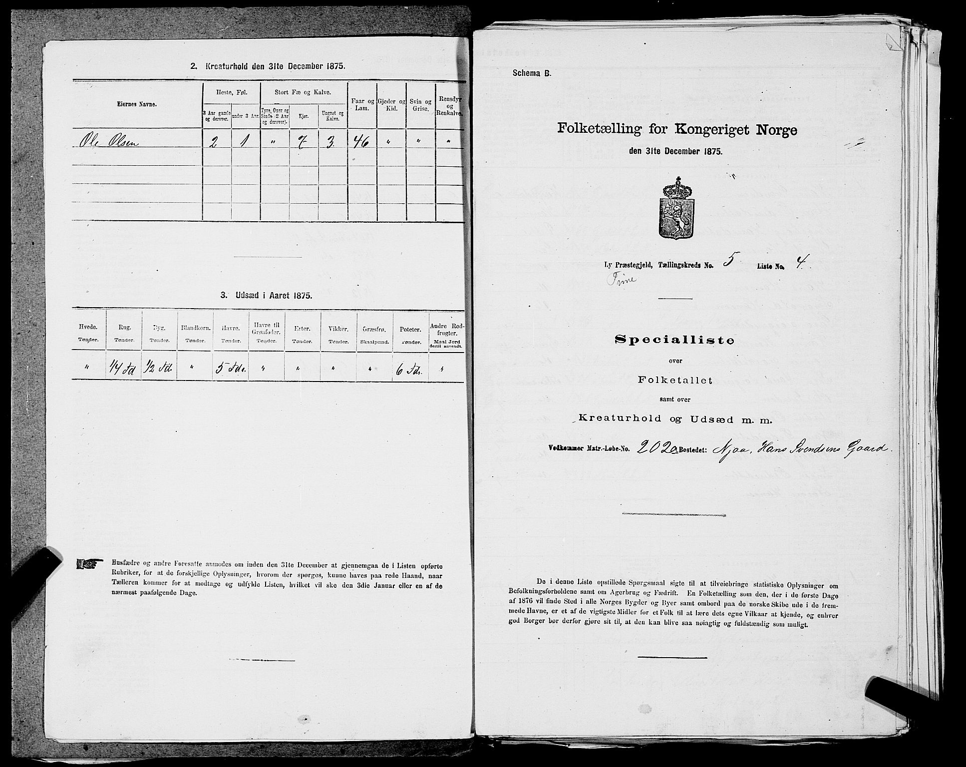 SAST, 1875 census for 1121P Lye, 1875, p. 616