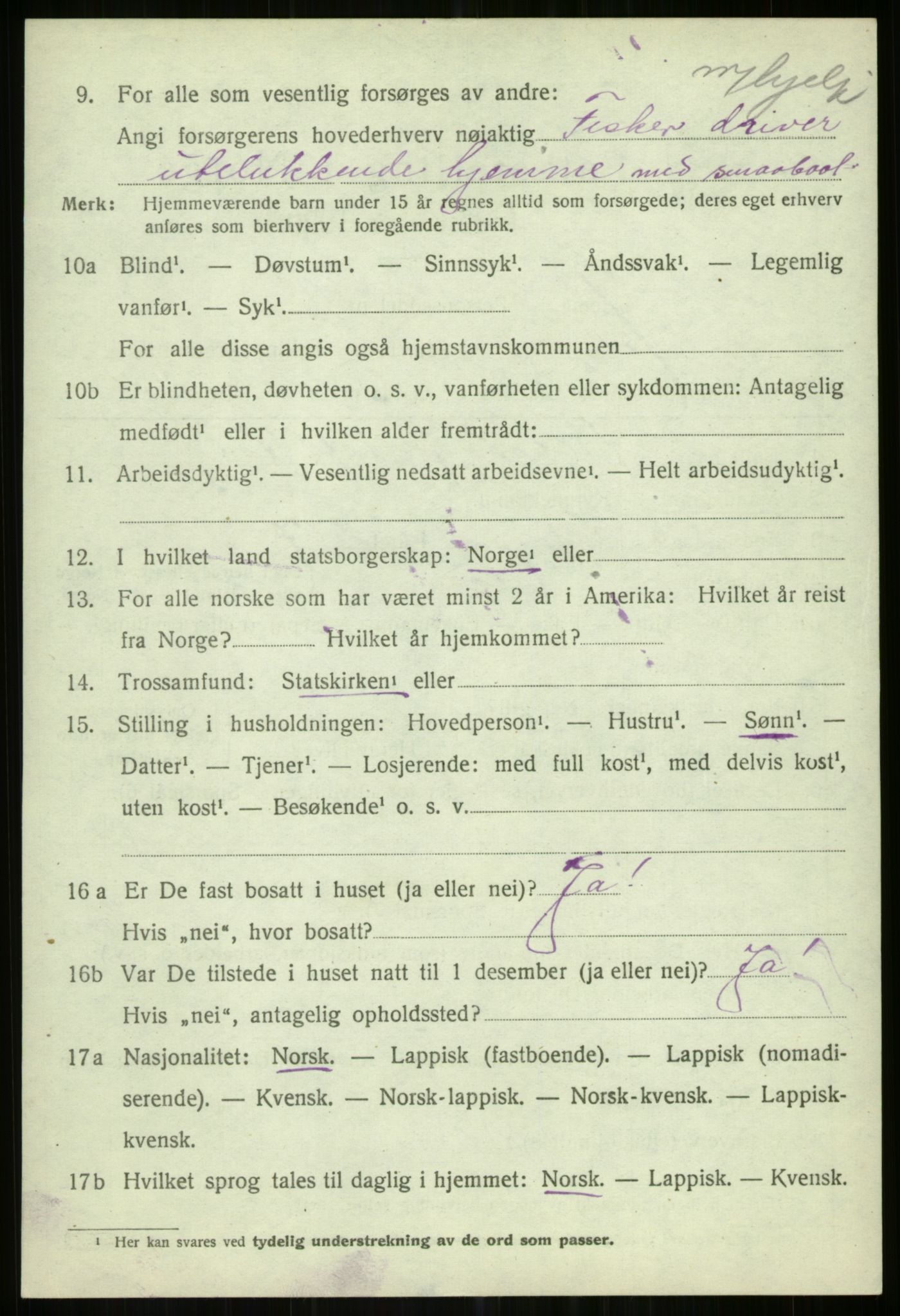SATØ, 1920 census for Helgøy, 1920, p. 3159