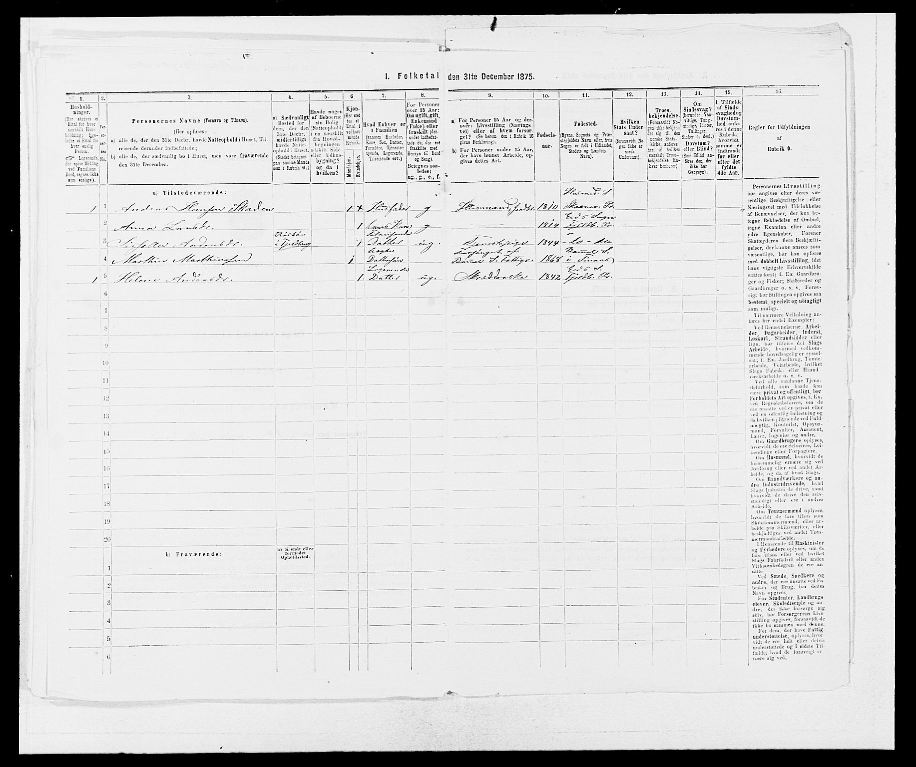 SAB, 1875 census for 1212P Skånevik, 1875, p. 96
