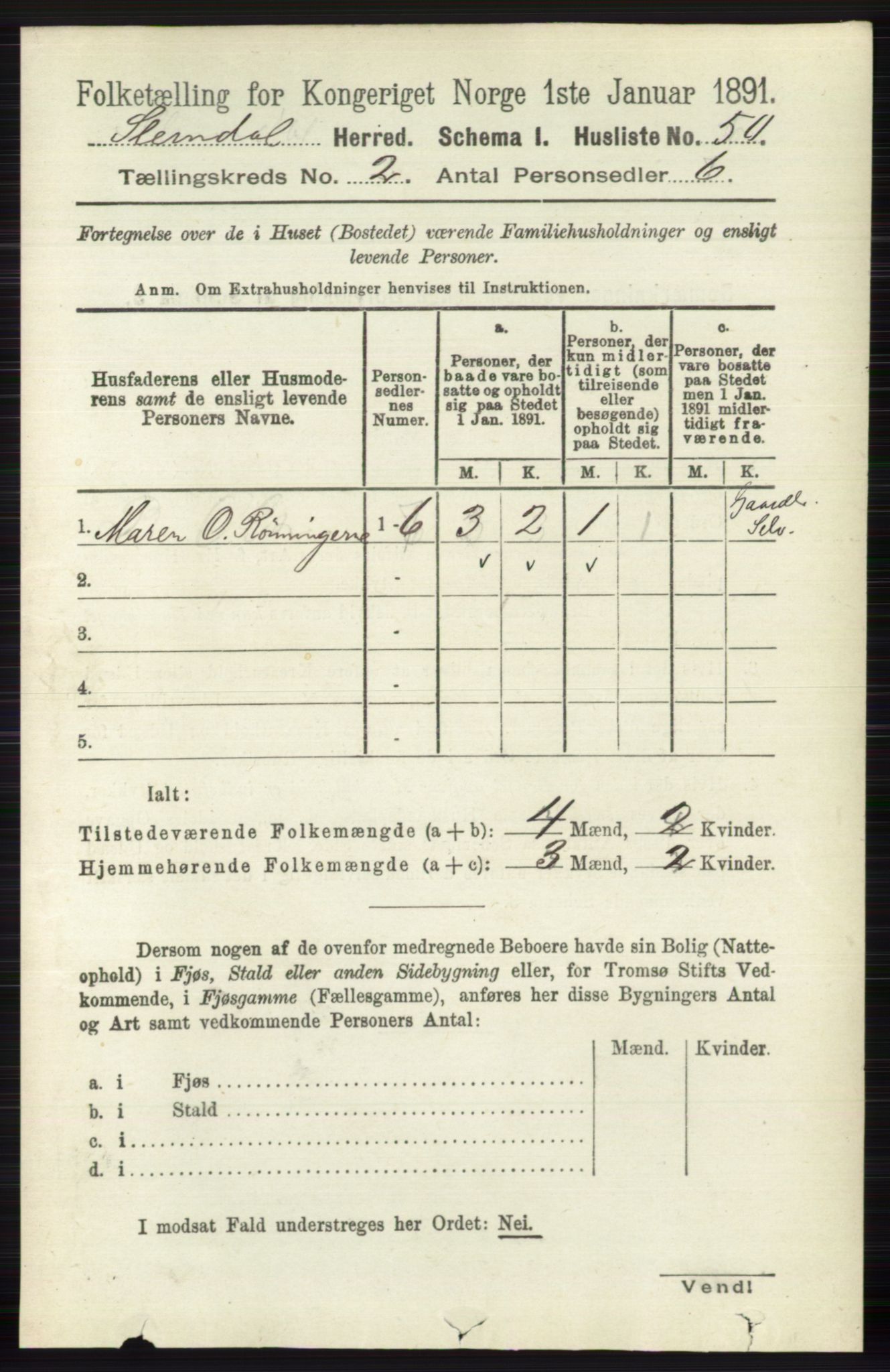 RA, 1891 census for 0811 Slemdal, 1891, p. 360