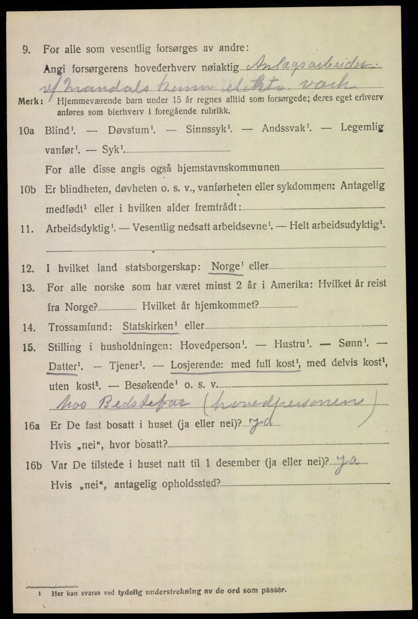 SAK, 1920 census for Vigmostad, 1920, p. 1944