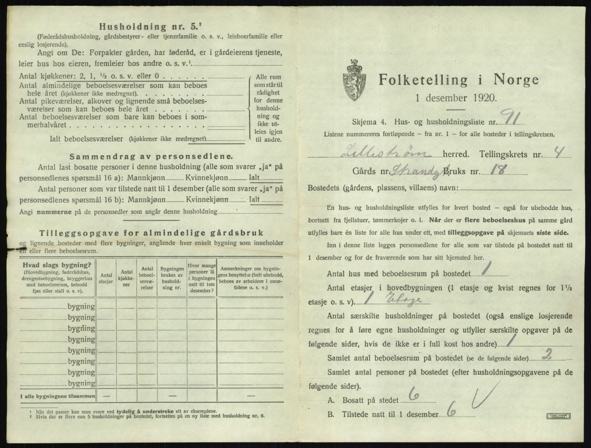 SAO, 1920 census for Lillestrøm, 1920, p. 1448