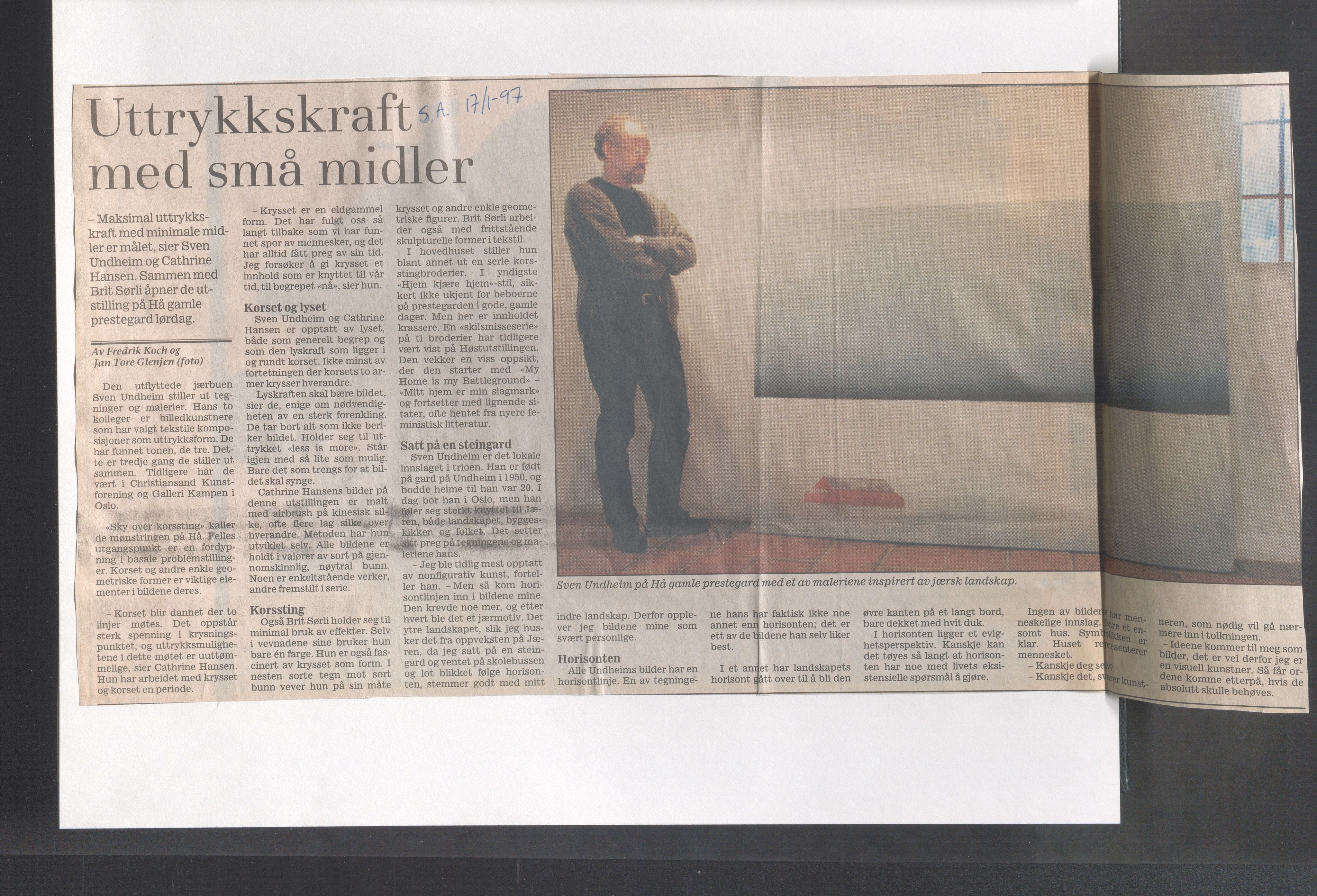 Hå kommune - Kulturetaten, IKAR/A-304/Ub/Ubb/L0011: Avisutklipp - Hå gamle prestegård, 1996-1997