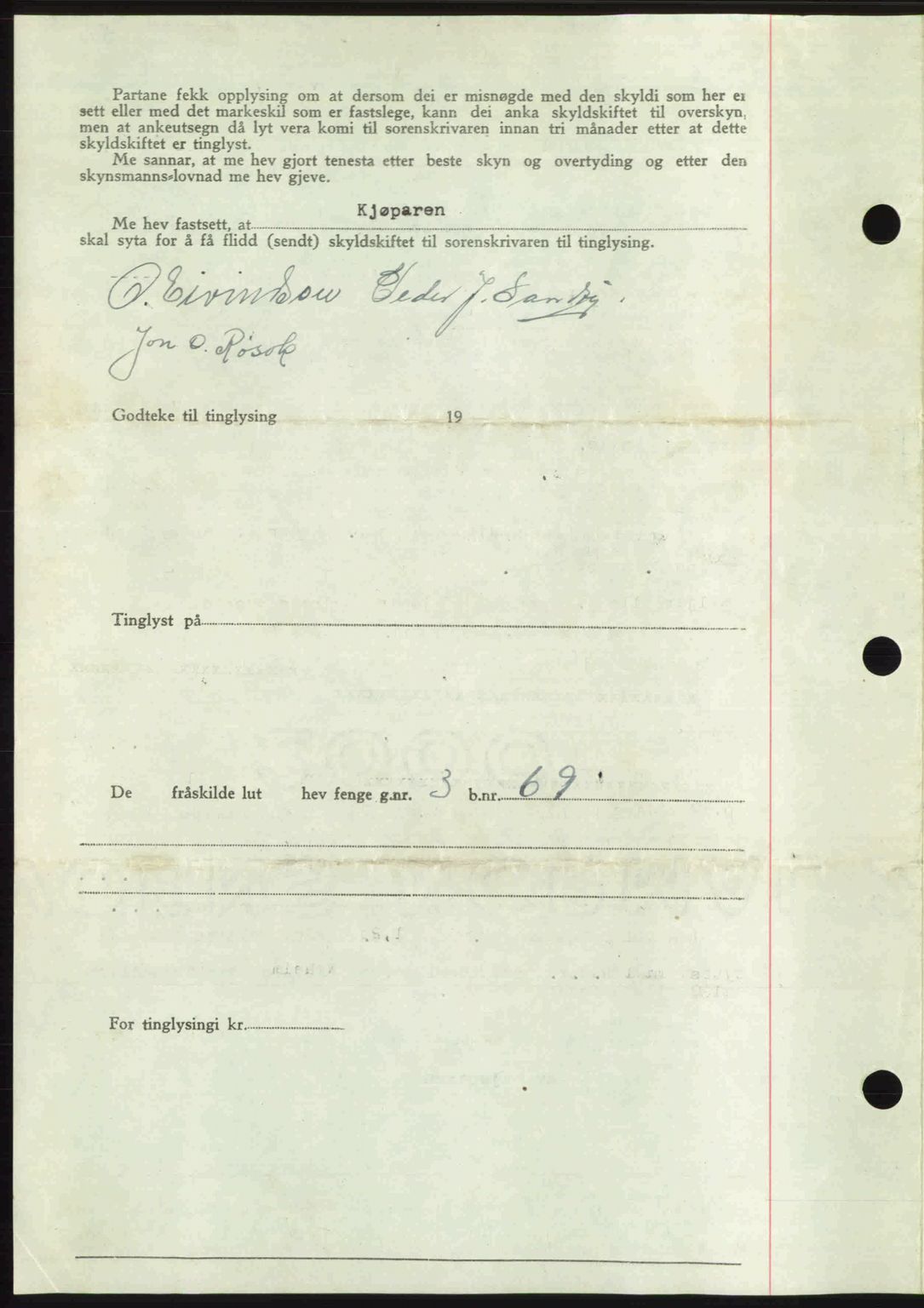 Romsdal sorenskriveri, SAT/A-4149/1/2/2C: Mortgage book no. A22, 1947-1947, Diary no: : 1003/1947