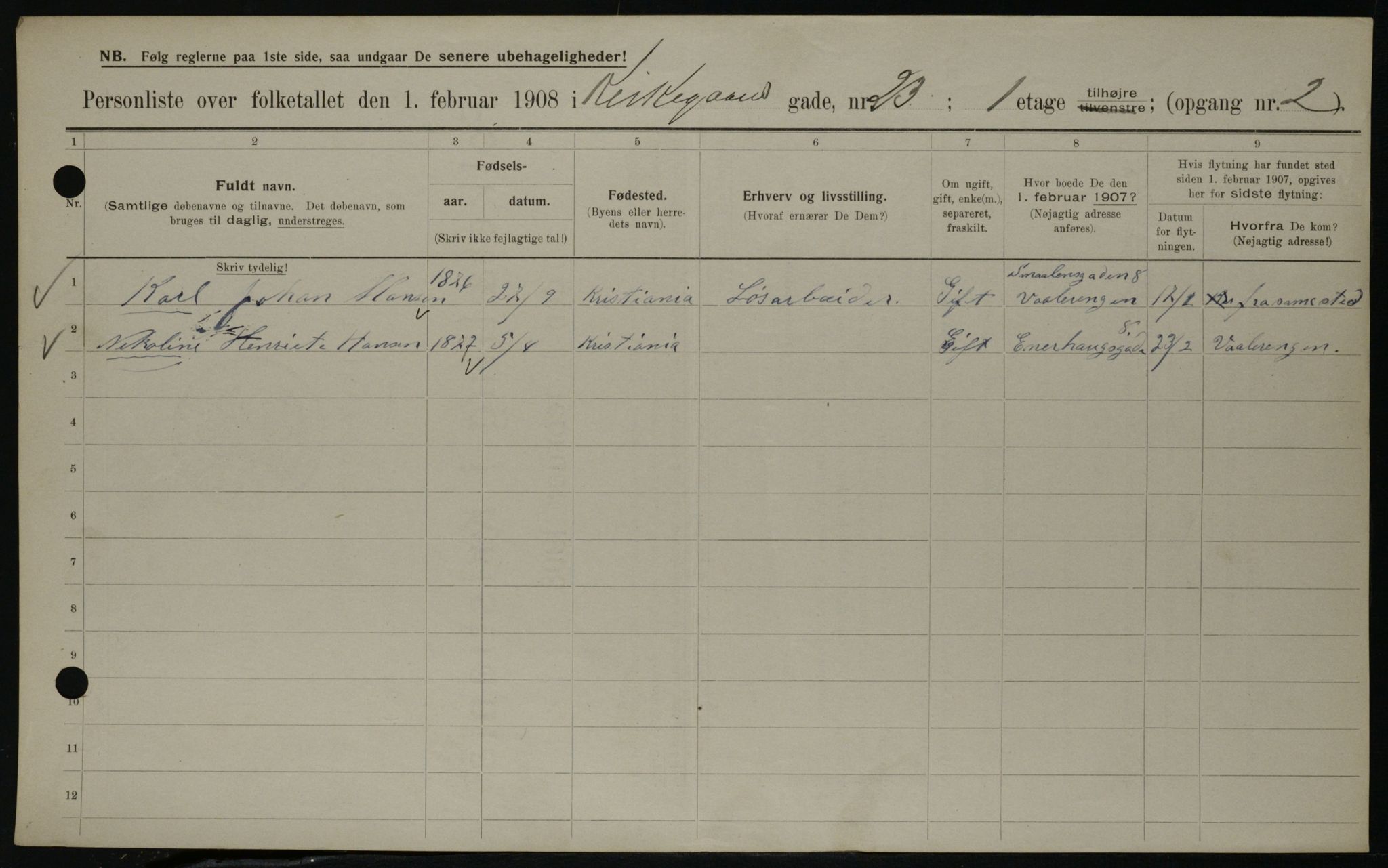 OBA, Municipal Census 1908 for Kristiania, 1908, p. 45579