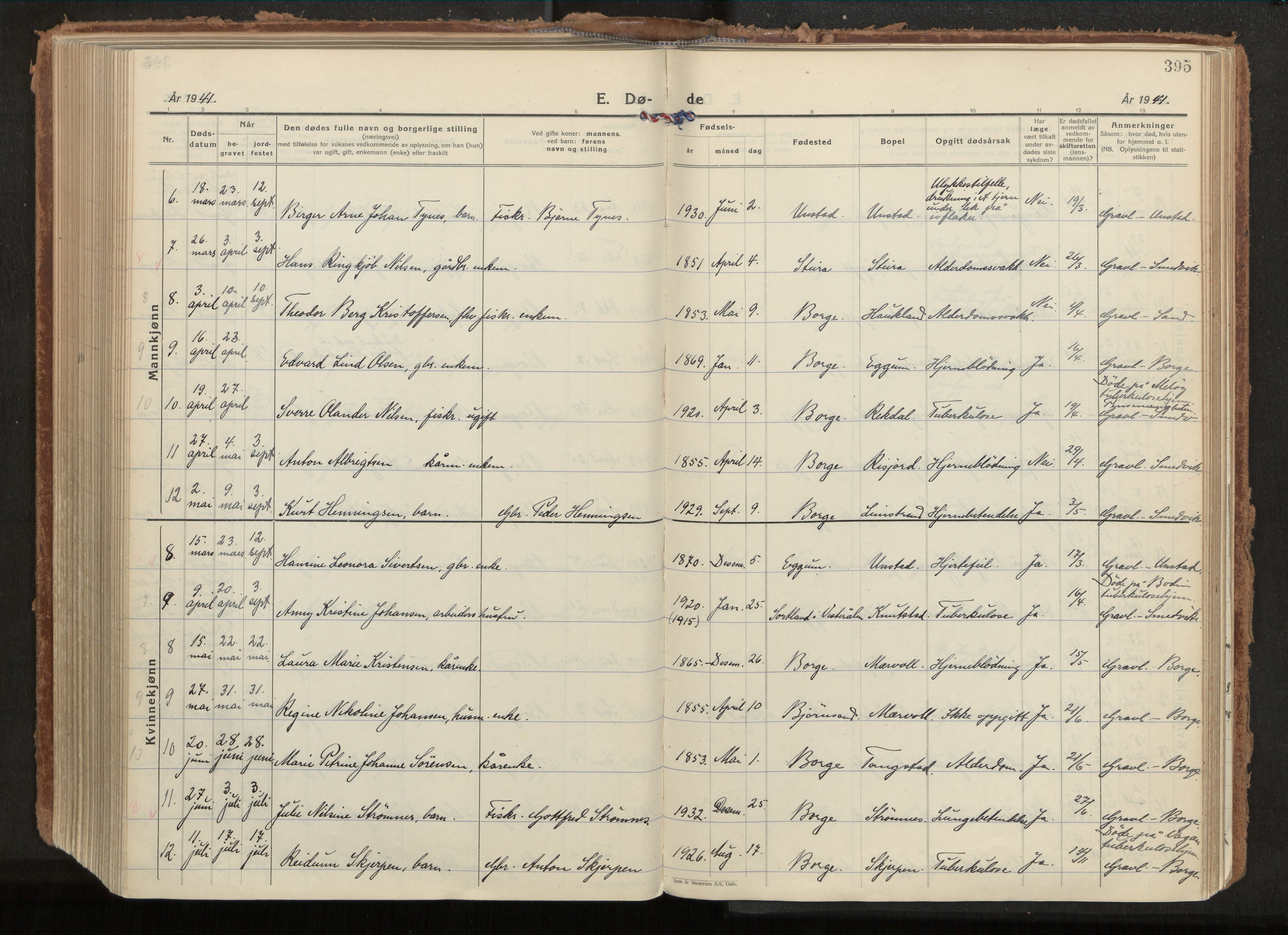 Ministerialprotokoller, klokkerbøker og fødselsregistre - Nordland, AV/SAT-A-1459/880/L1137: Parish register (official) no. 880A11, 1927-1944, p. 395