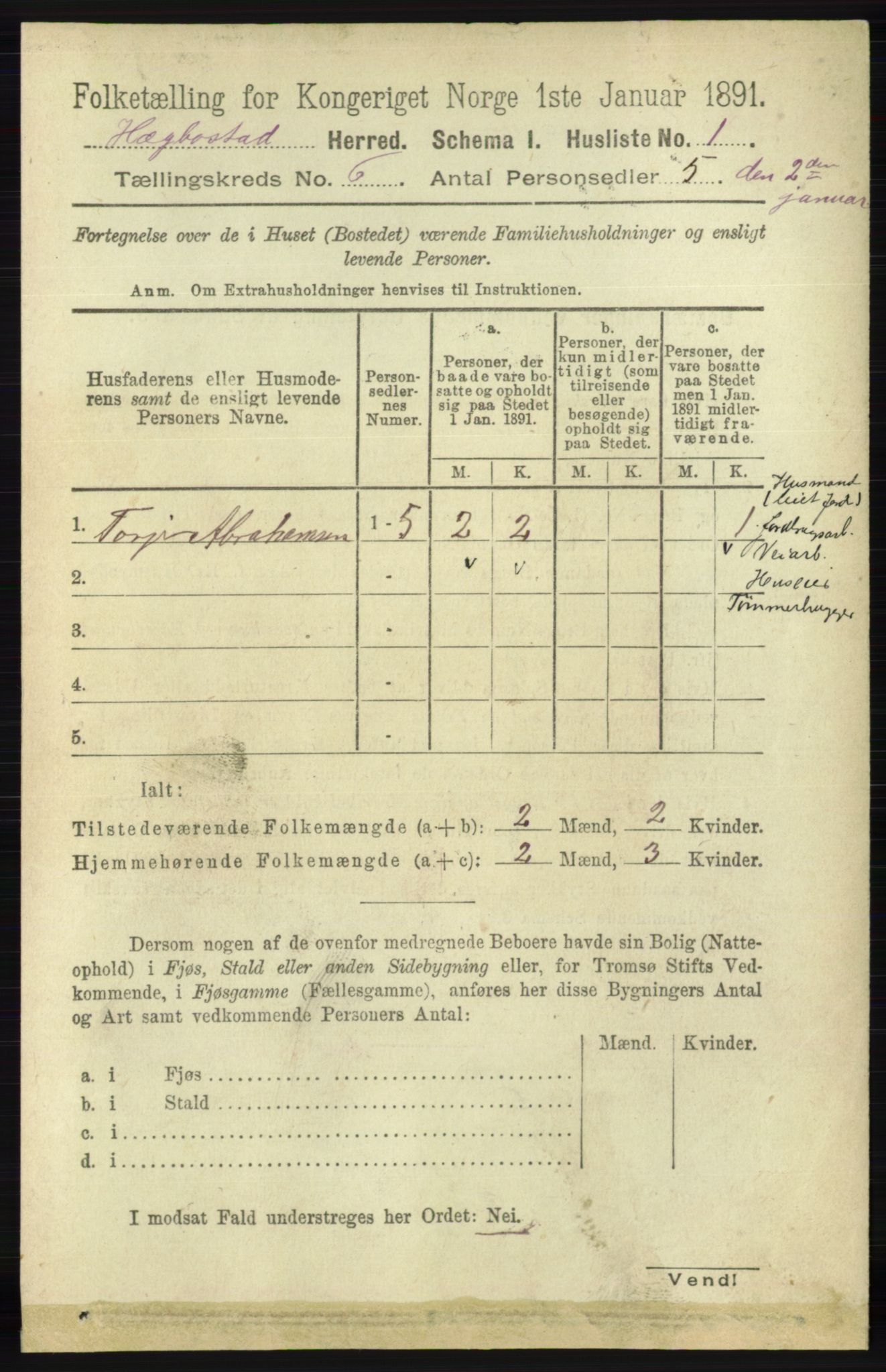 RA, 1891 census for 1034 Hægebostad, 1891, p. 1797