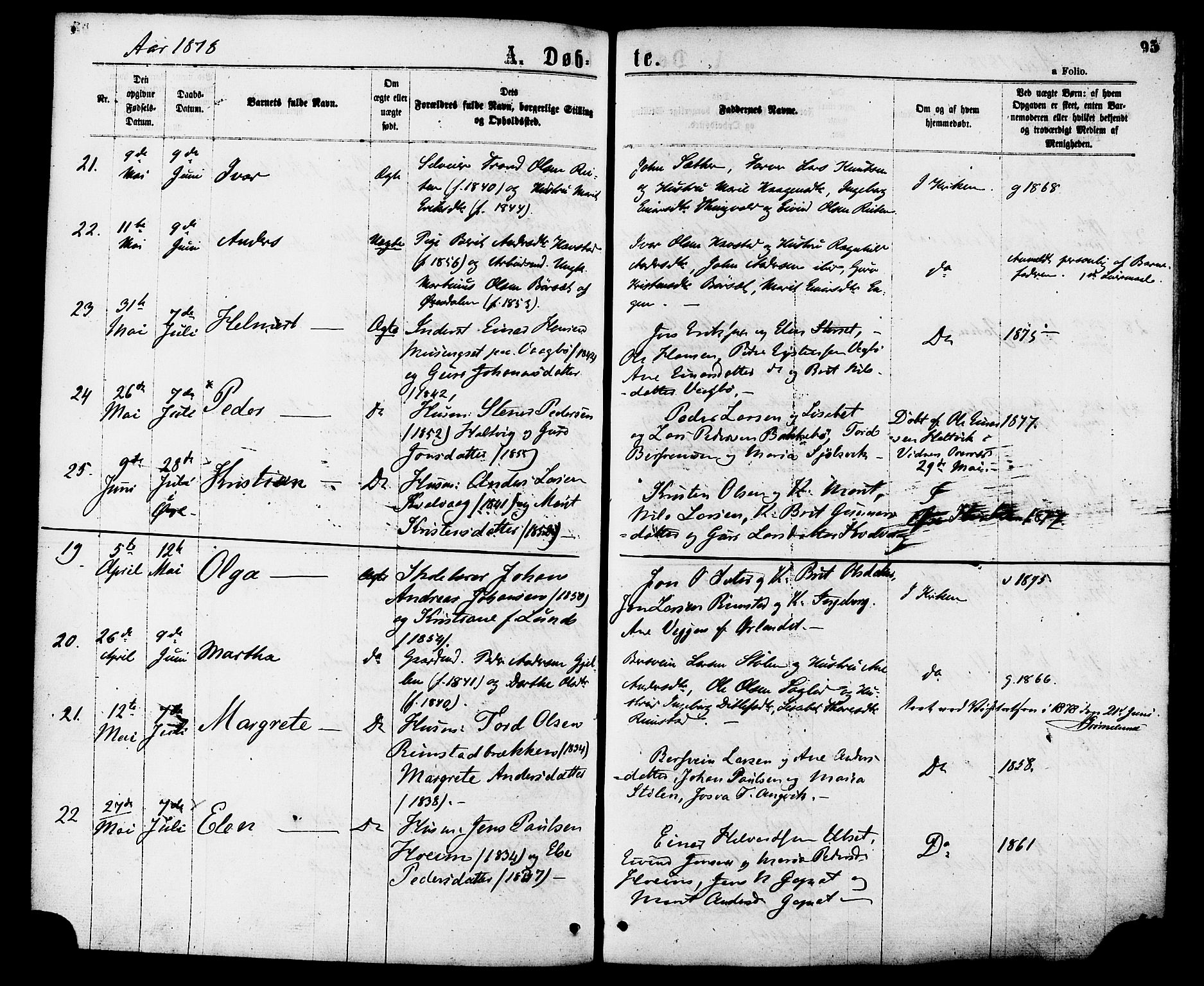 Ministerialprotokoller, klokkerbøker og fødselsregistre - Møre og Romsdal, AV/SAT-A-1454/586/L0986: Parish register (official) no. 586A12, 1867-1878, p. 95