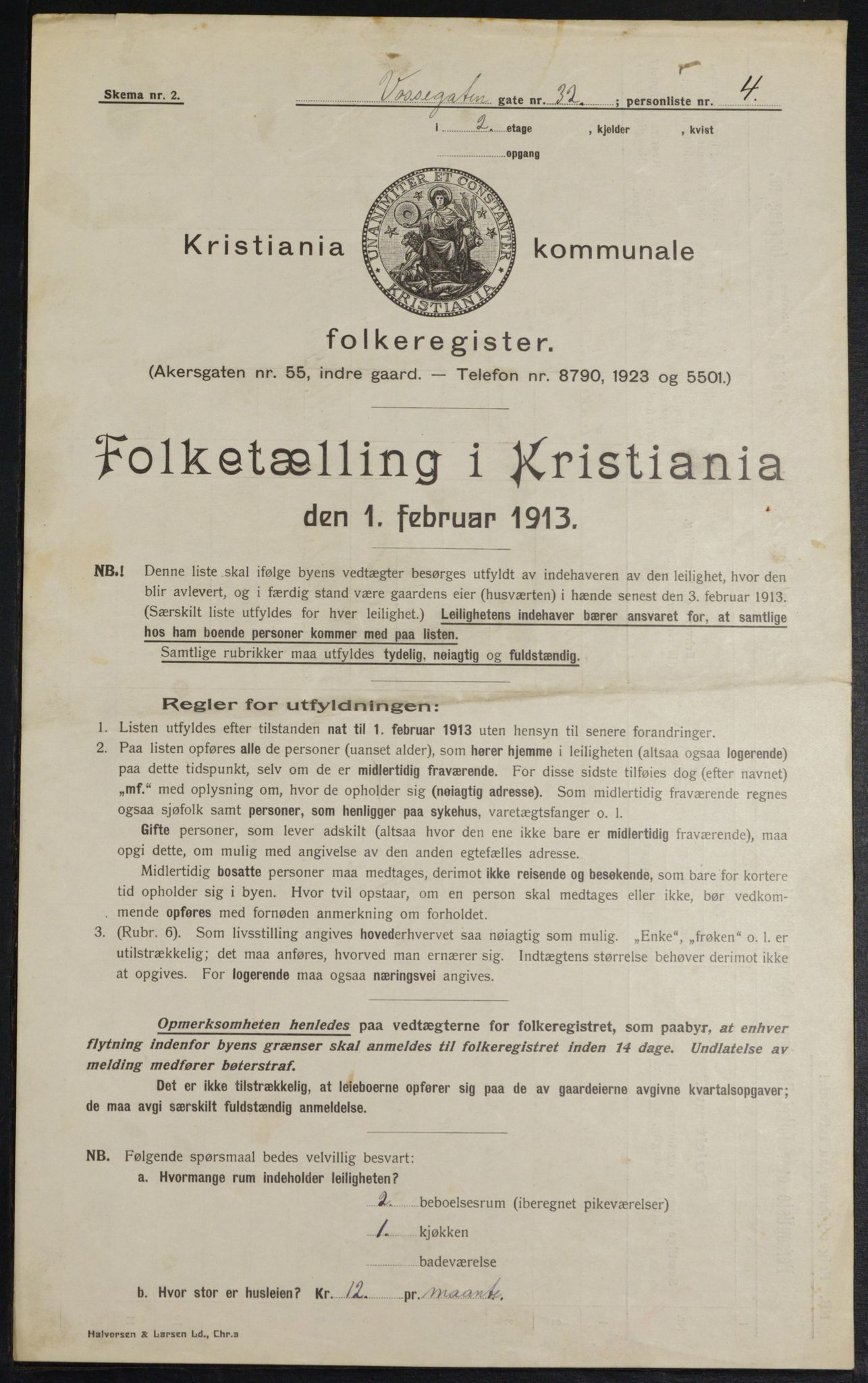 OBA, Municipal Census 1913 for Kristiania, 1913, p. 125467