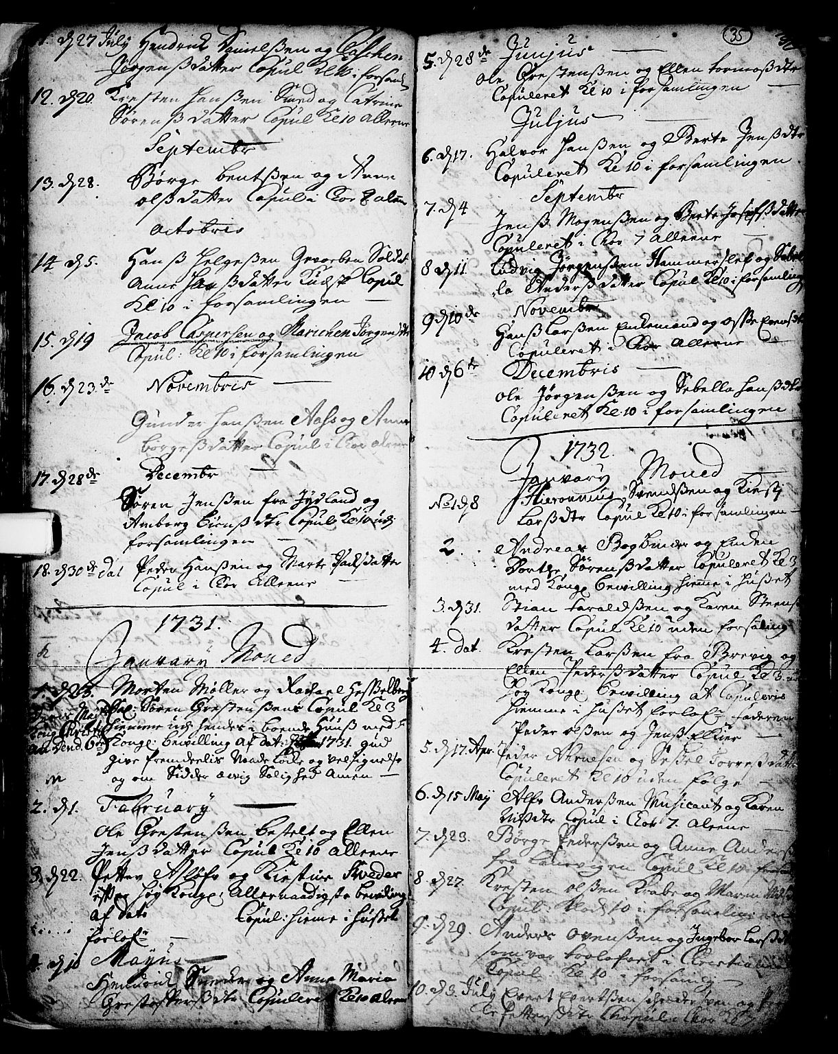 Skien kirkebøker, SAKO/A-302/F/Fa/L0002: Parish register (official) no. 2, 1716-1757, p. 35