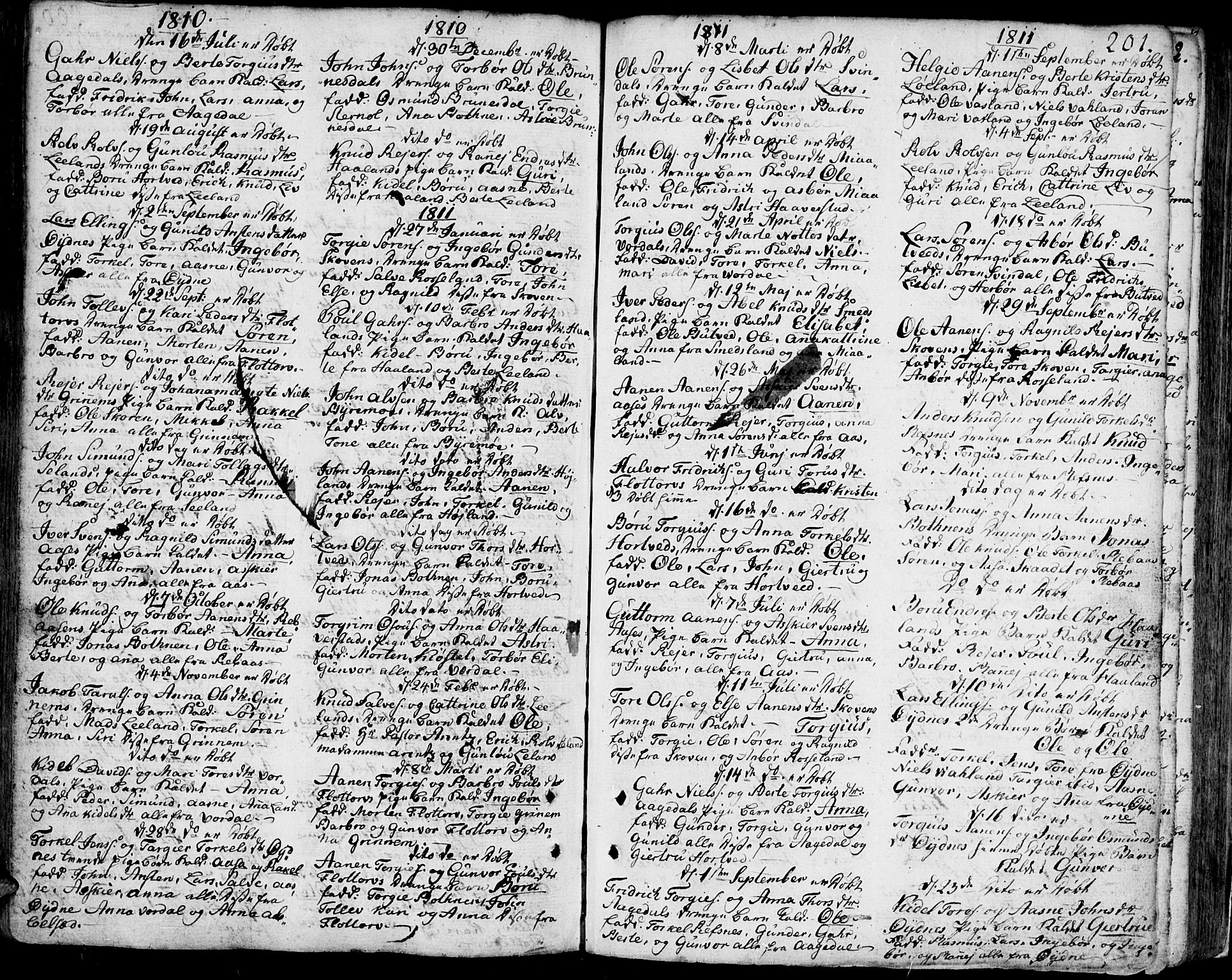 Bjelland sokneprestkontor, SAK/1111-0005/F/Fa/Faa/L0001: Parish register (official) no. A 1 /3, 1793-1815, p. 201