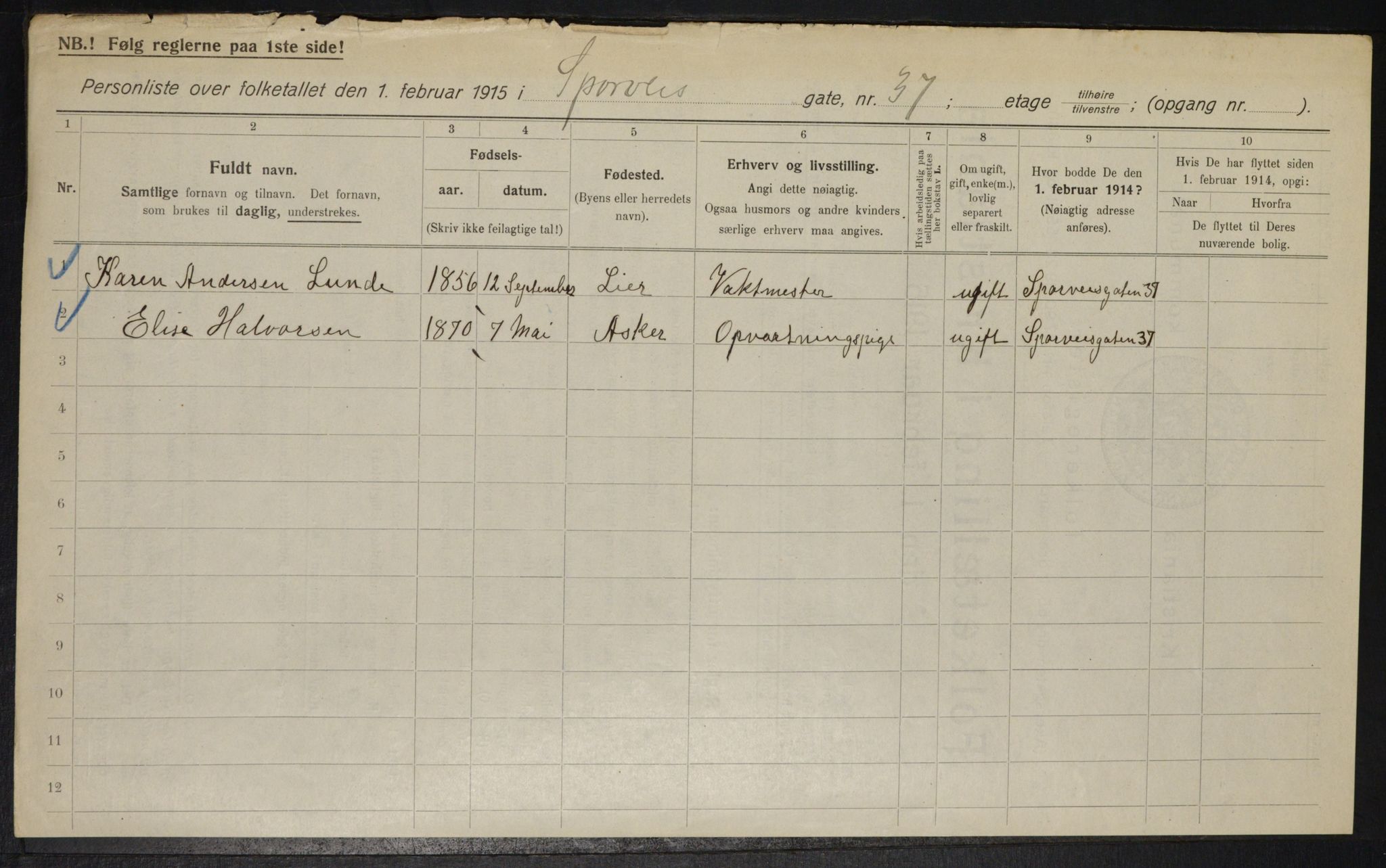 OBA, Municipal Census 1915 for Kristiania, 1915, p. 100557