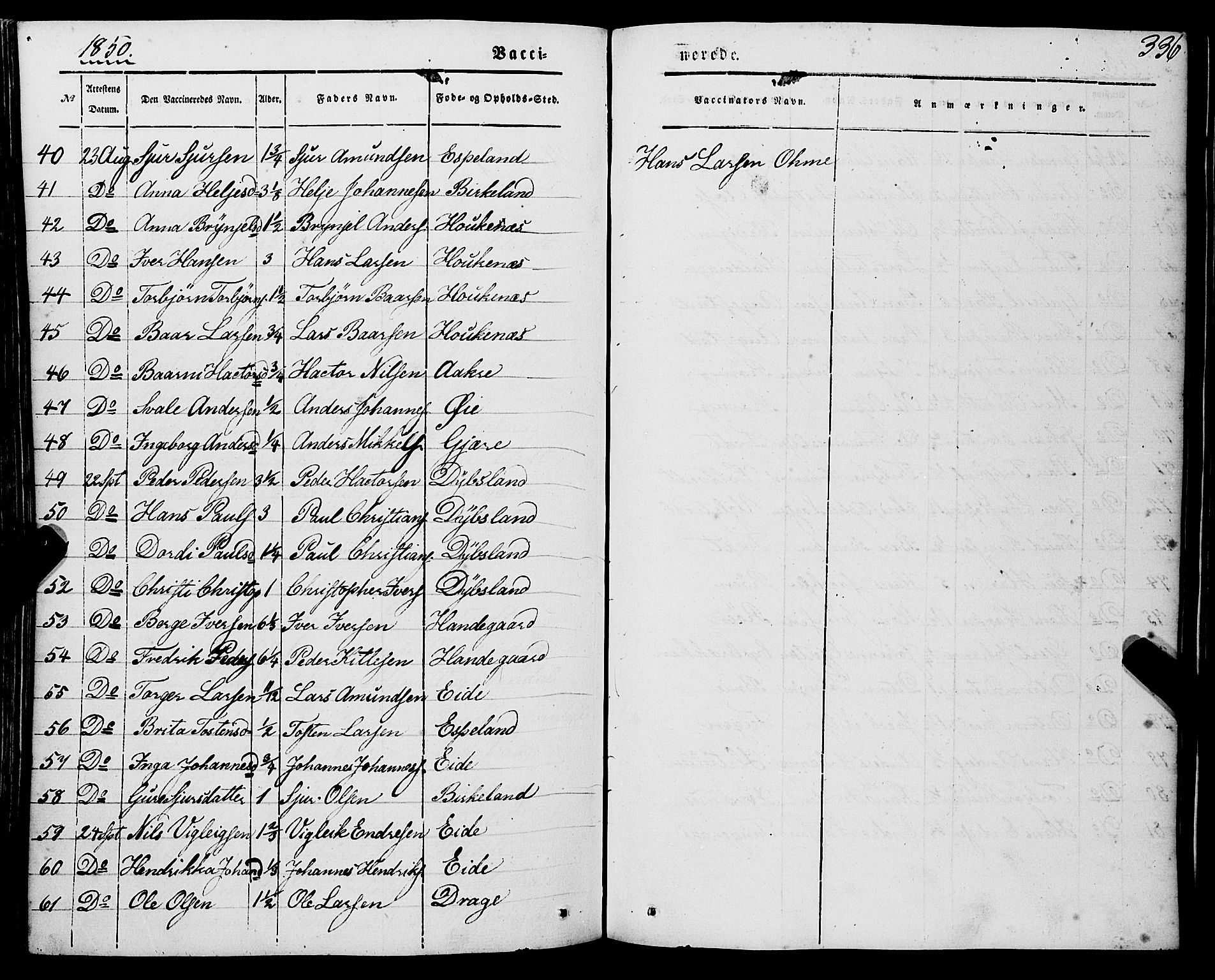 Strandebarm sokneprestembete, AV/SAB-A-78401/H/Haa: Parish register (official) no. A 7, 1844-1872, p. 336